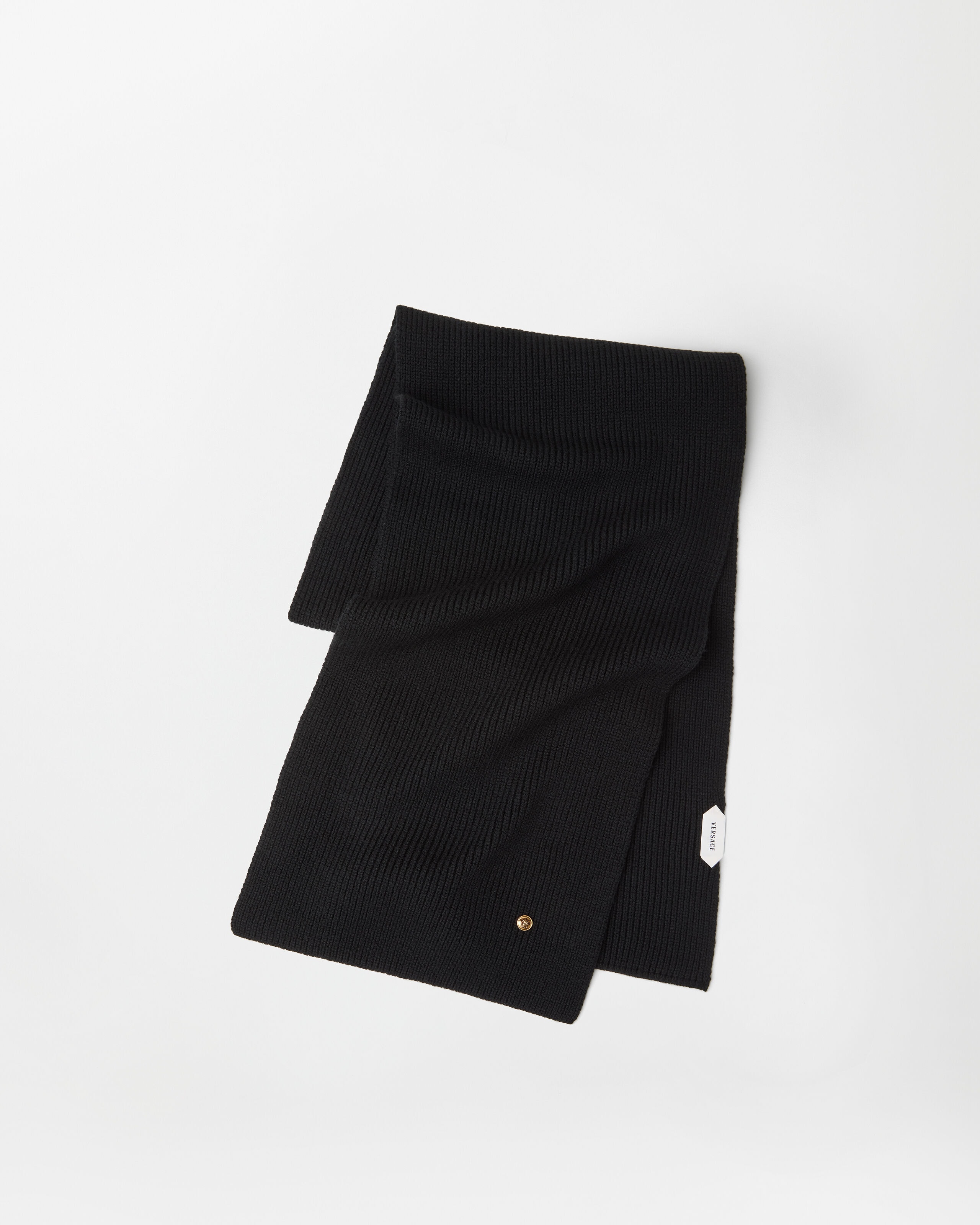 Versace ribbed wool knit scarf