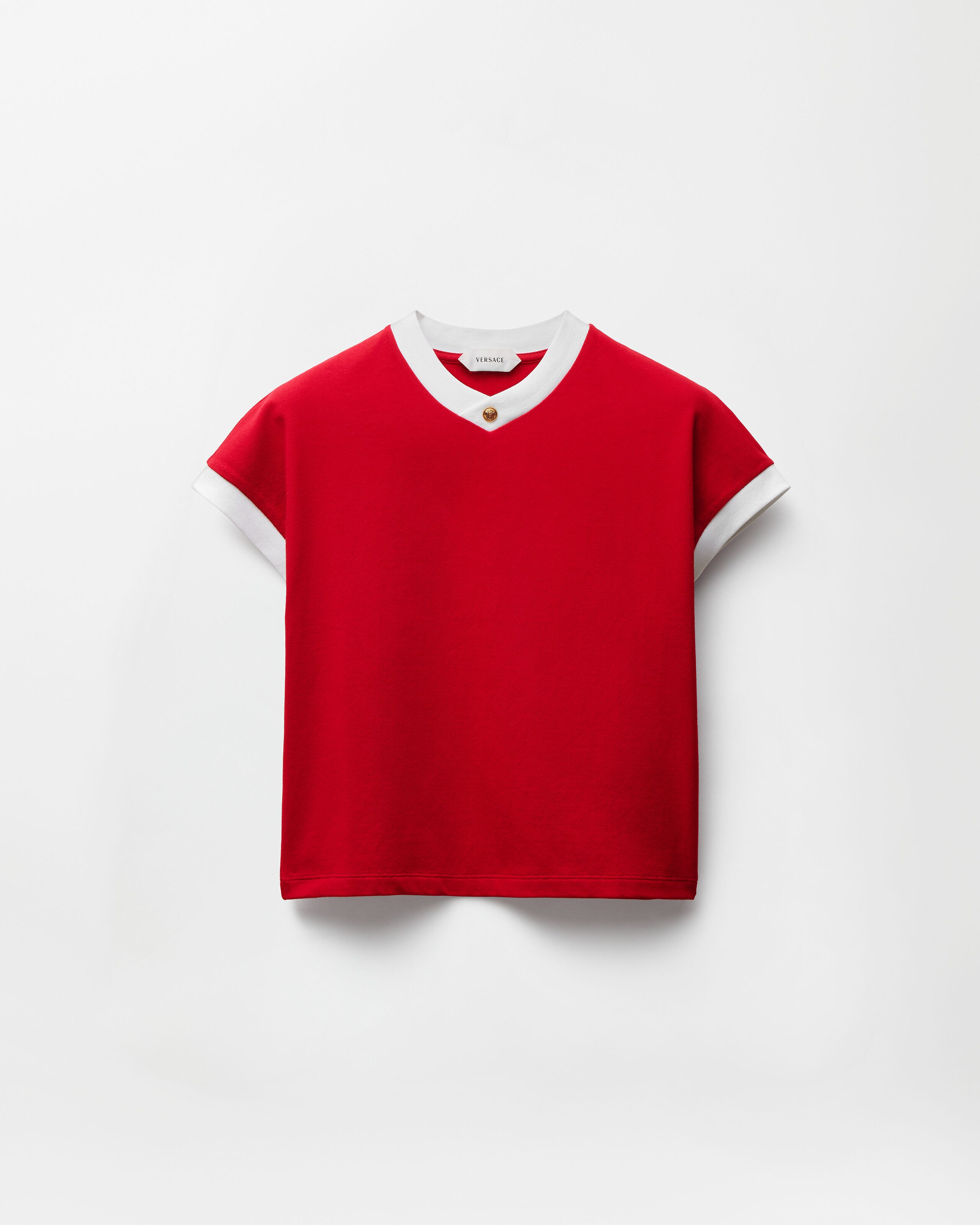 Stretch Cotton-Jersey T-Shirt Red | VERSACE