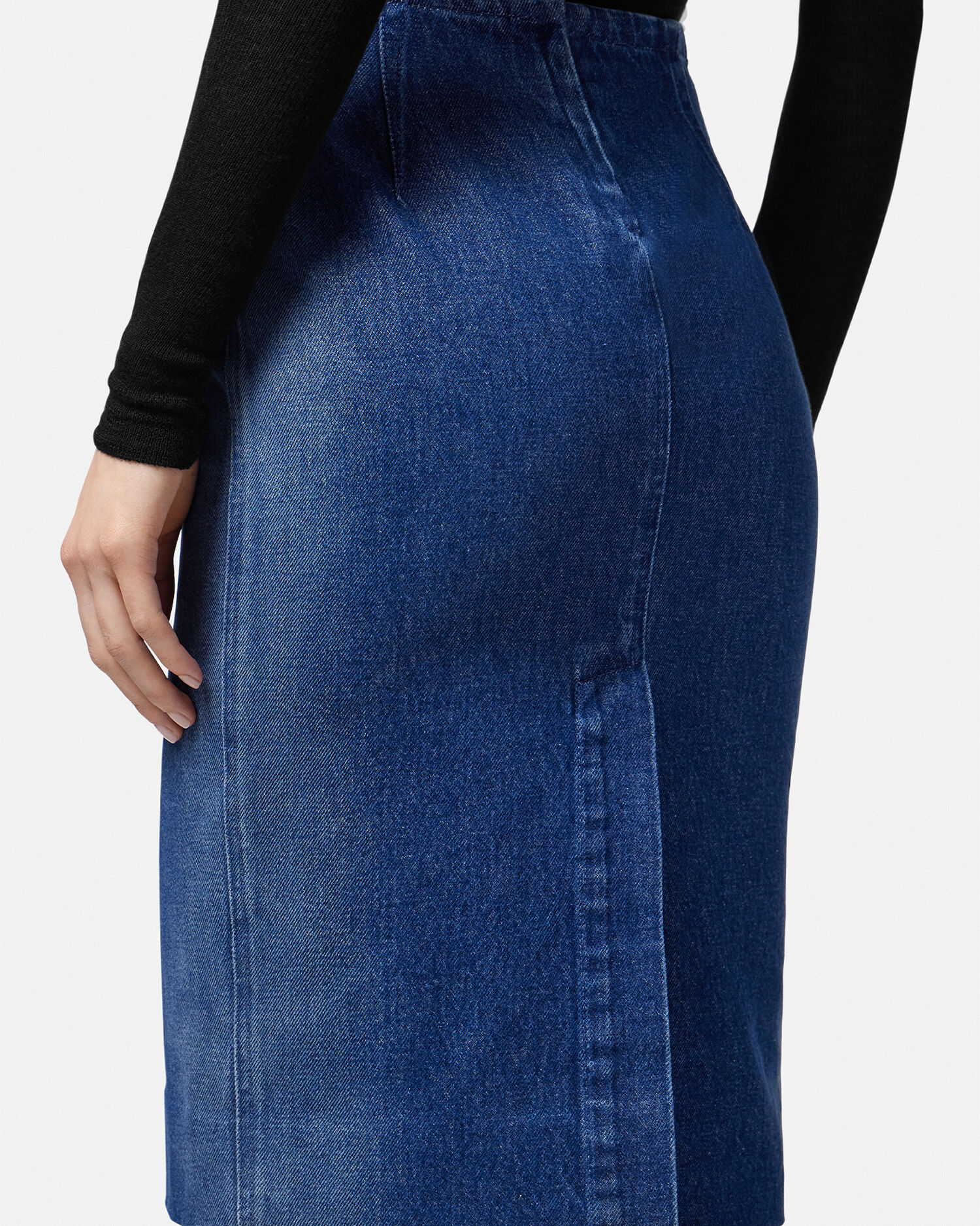 Navy blue denim pencil on sale skirt