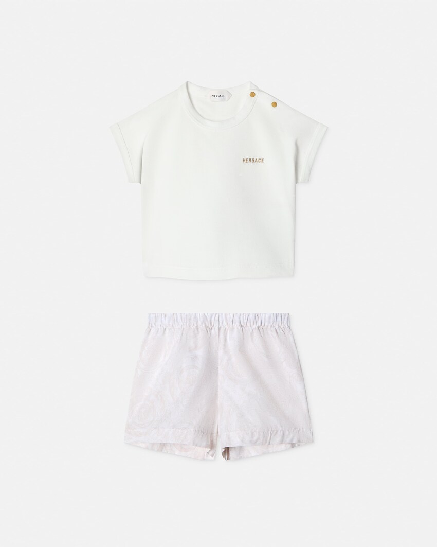 Ensemble t-shirt en piqu&eacute; et popeline Baby Blanc 1