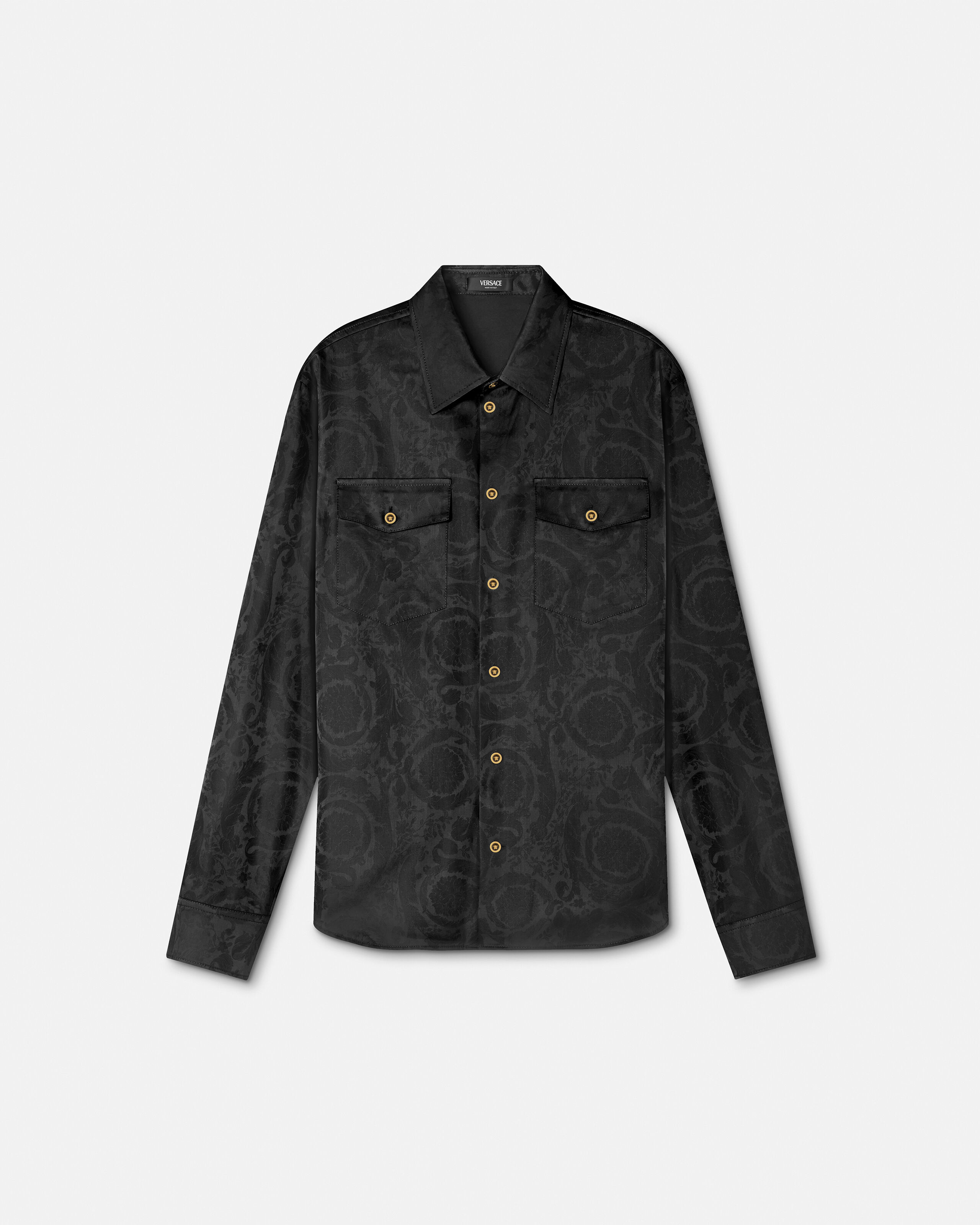 Jacquard Cotton-Poplin Shirt Black | VERSACE