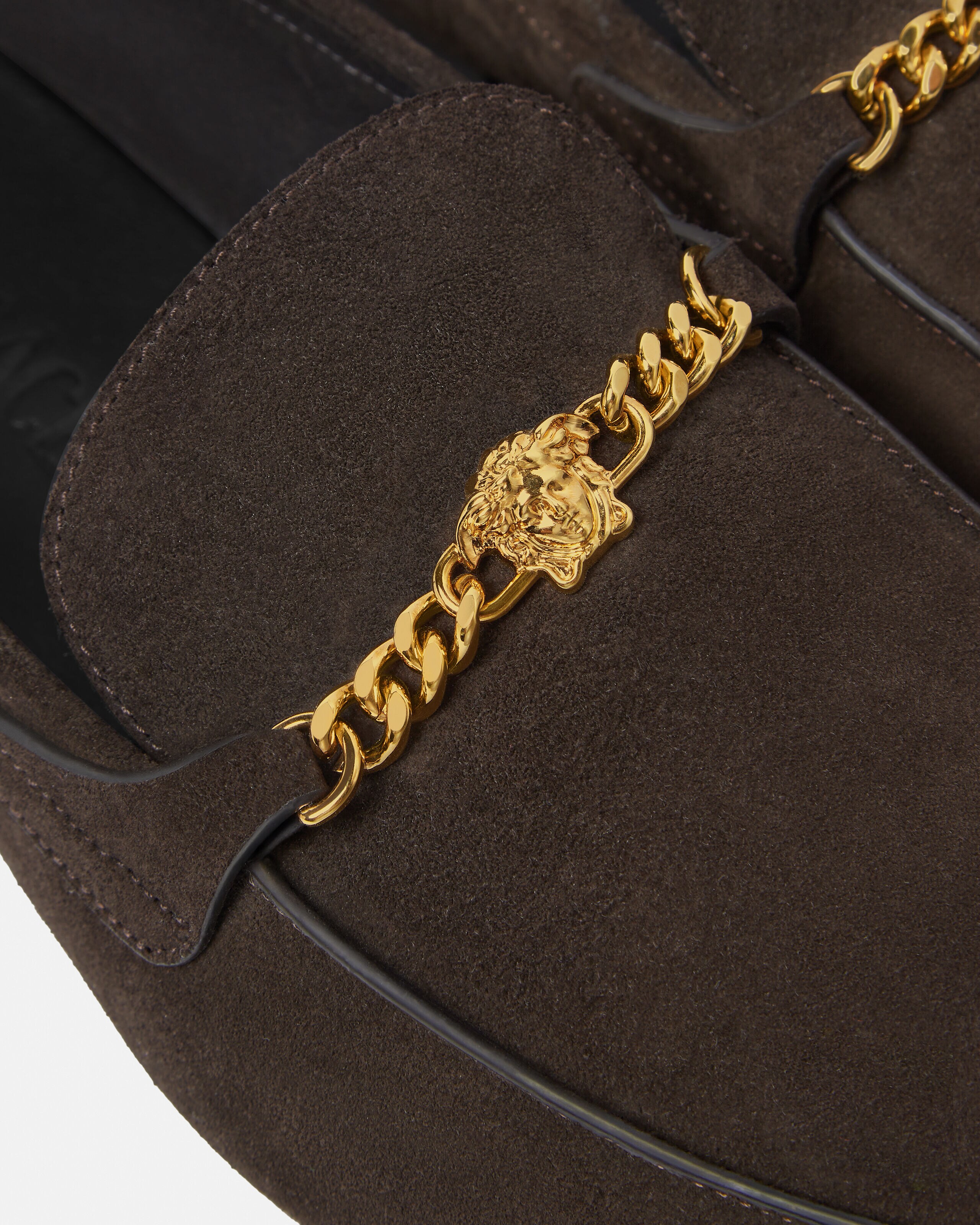 Medusa Suede Loafers Brown | VERSACE US