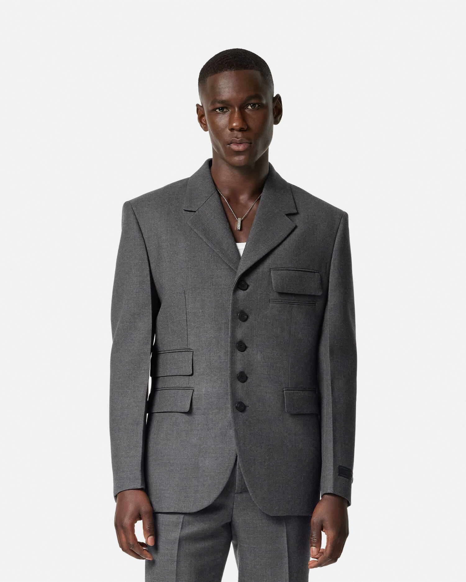 Wool Gabardine Five-Button Blazer | VERSACE US