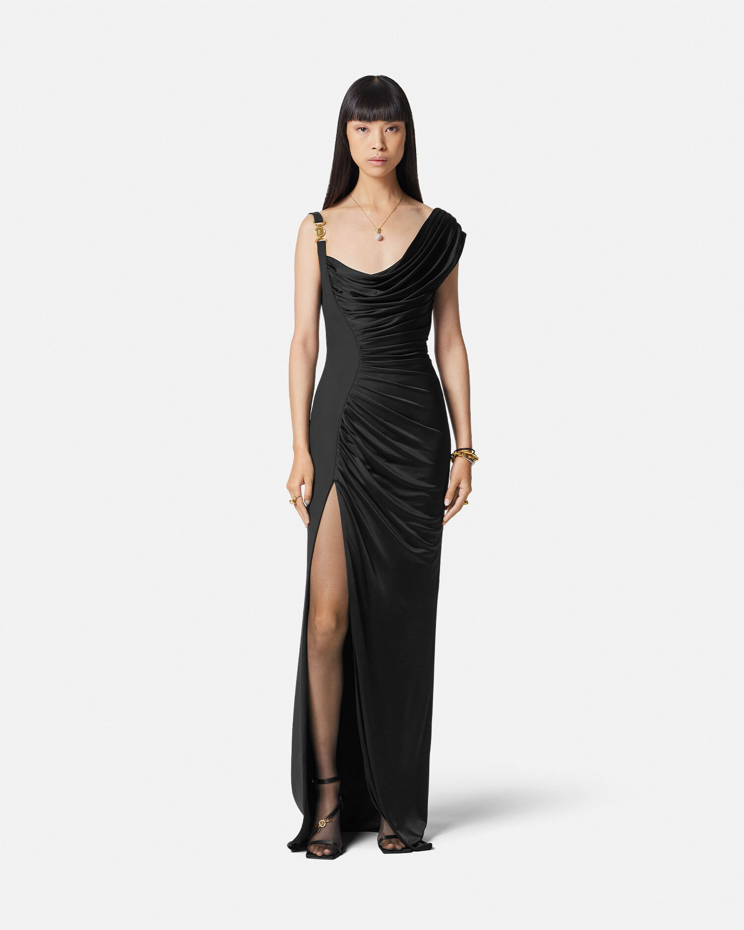 Abito drappeggiato Medusa 95 Nero VERSACE IT