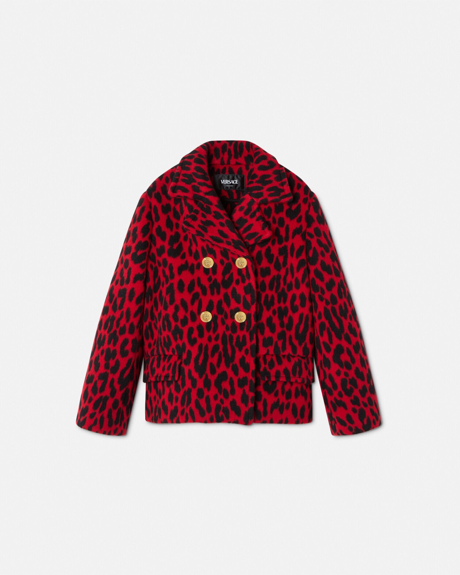 Leopard pea coat new arrivals