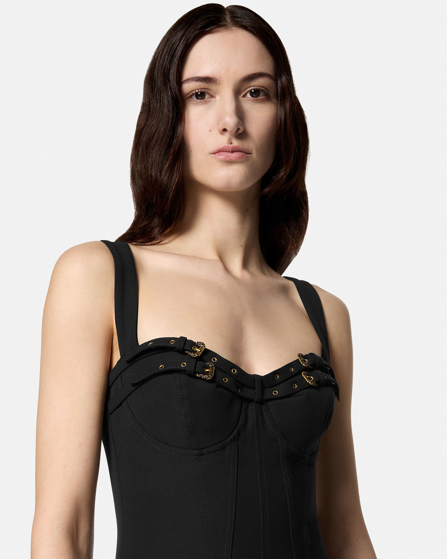 Baroque Buckle Bustier Midi Dress
