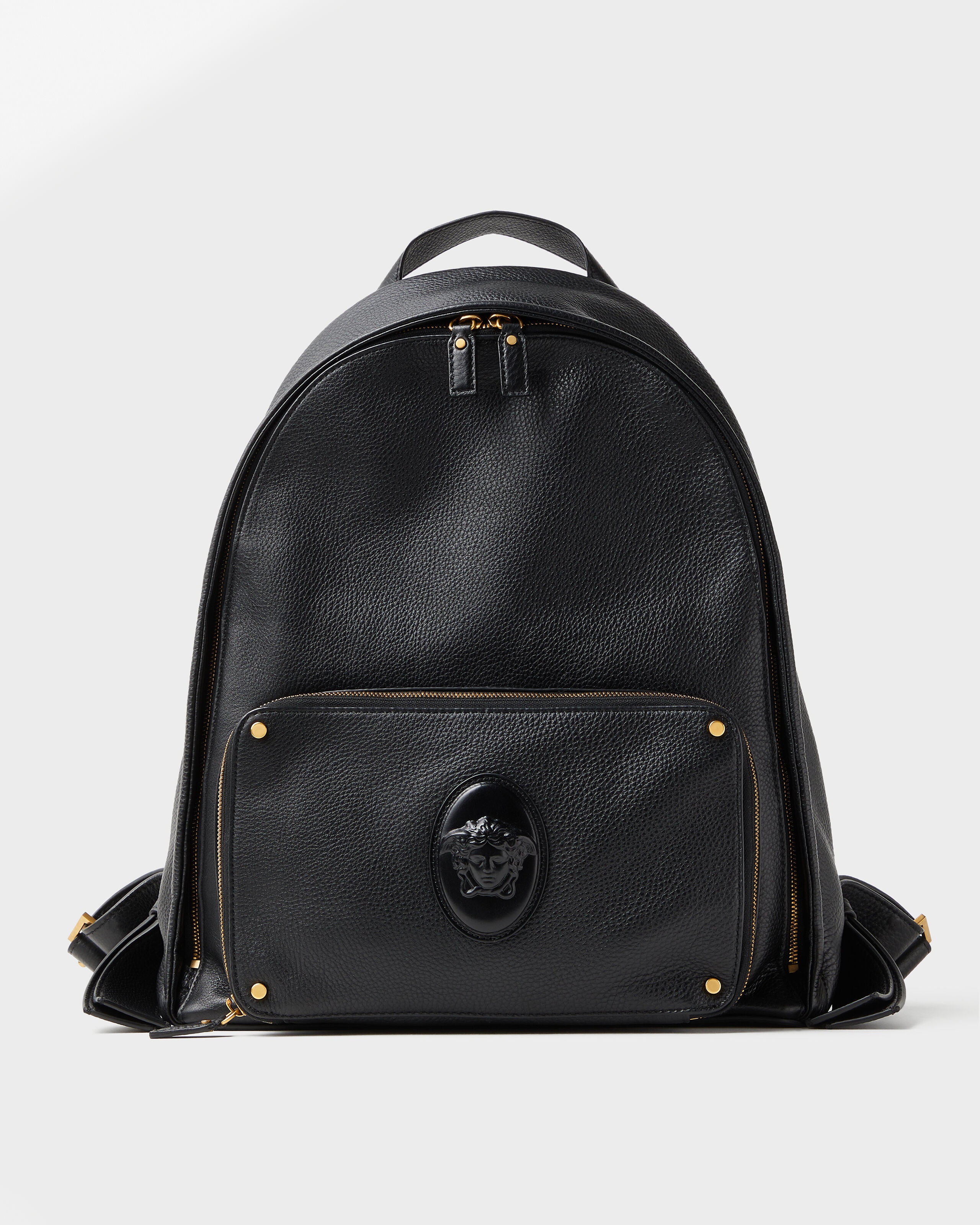 Versace ブラック ガーメントバッグ Lou Leather Backpack Black | VERSACE US