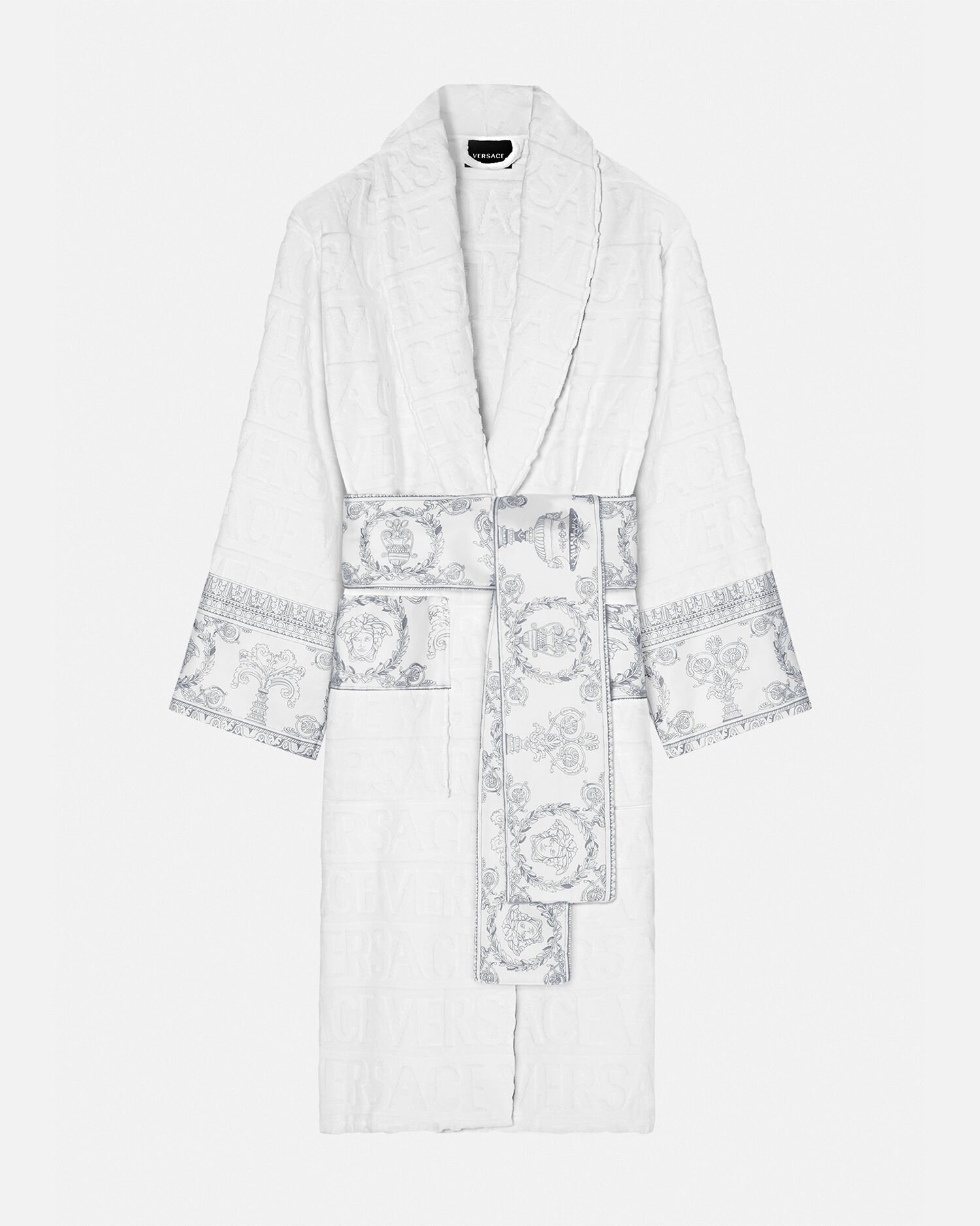 Versace logo hotsell toweling baroque bathrobe