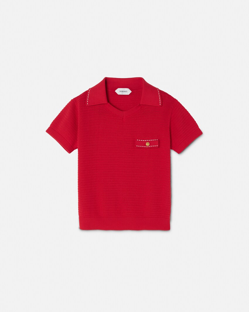 Kinder Baumwollstrick-Poloshirt Rot 1