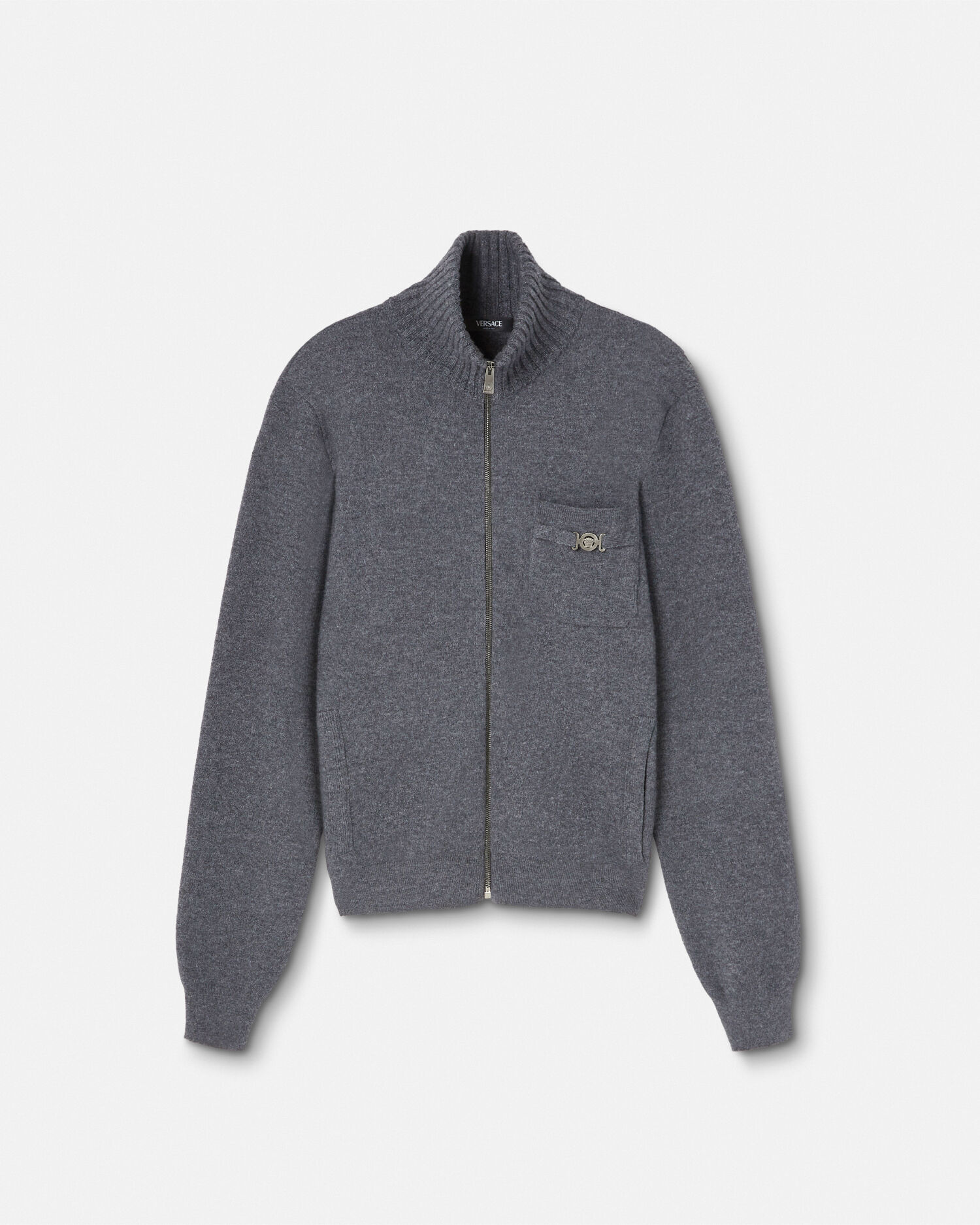 Cashmere Blend Zip Jumper Gray VERSACE UK
