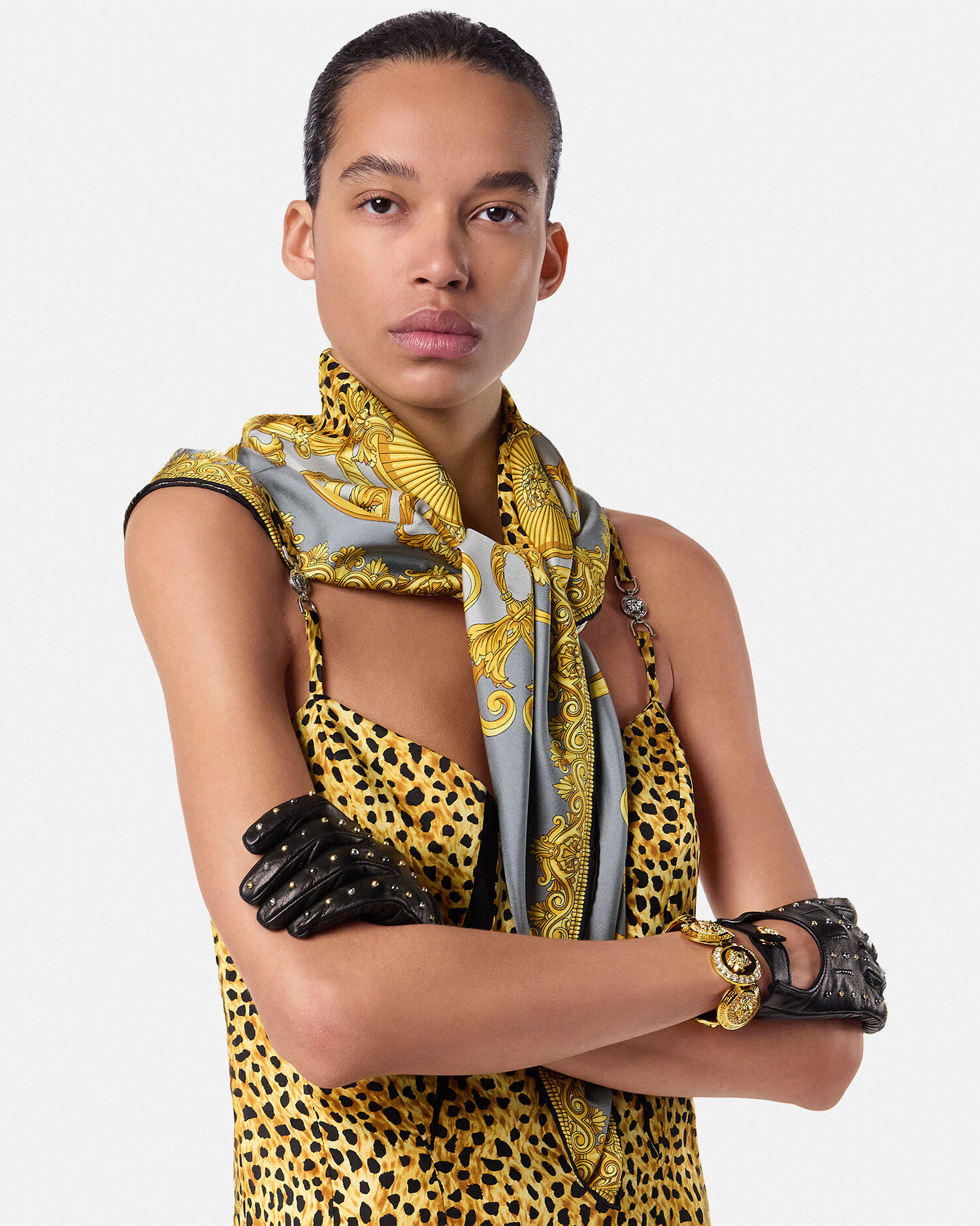 Cheetah Foulard Large Silk Foulard 35.4" 