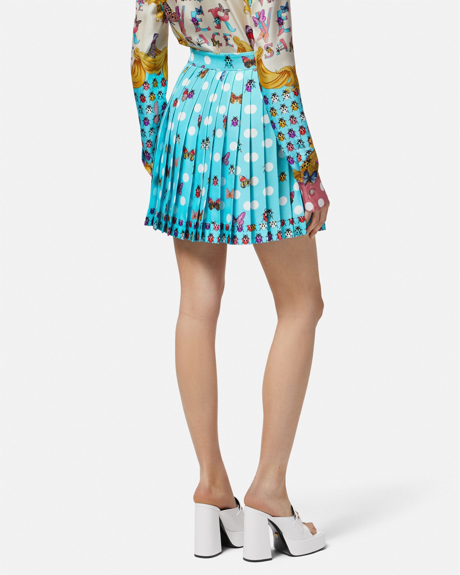 Versace silk high best sale waist pleated print skirt