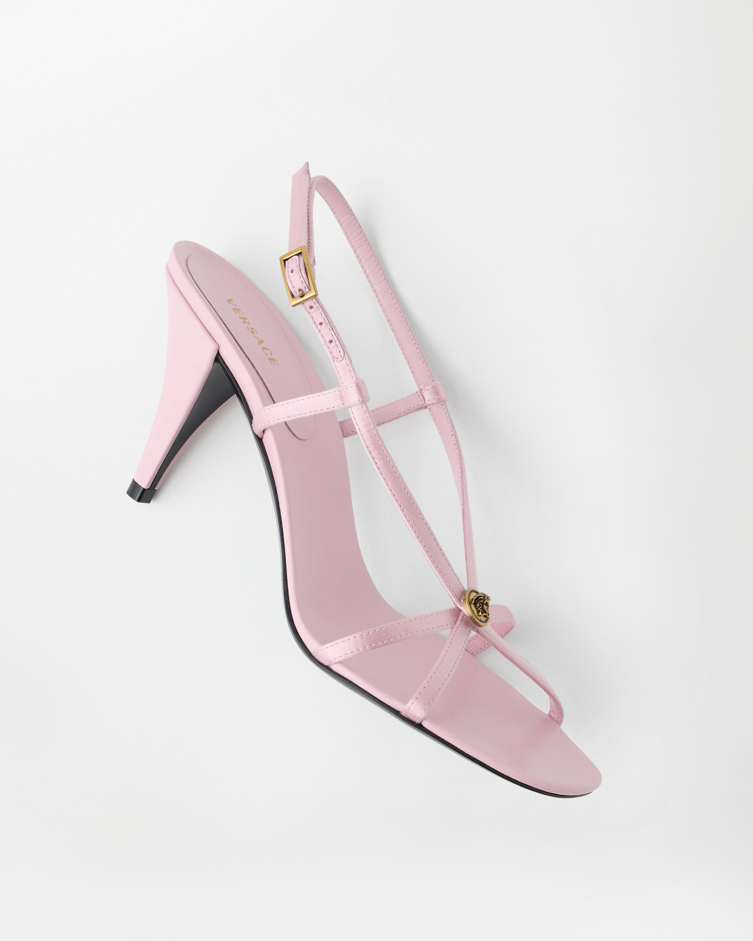 Valentina Satin Sandals 80 mm Pink | VERSACE US