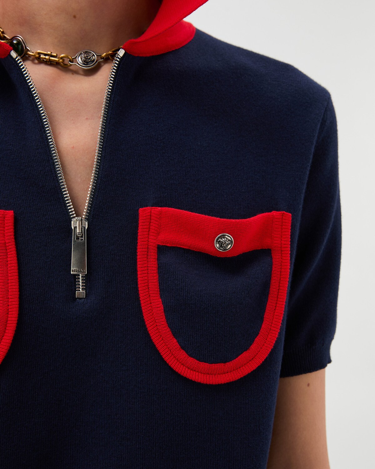 Mini robe zipp&eacute;e en maille de coton Bleu 5