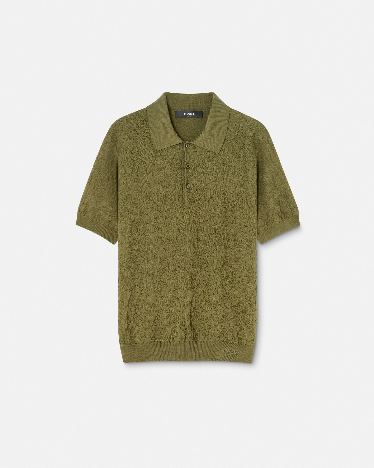 Barocco Knit Polo Shirt Green VERSACE IN