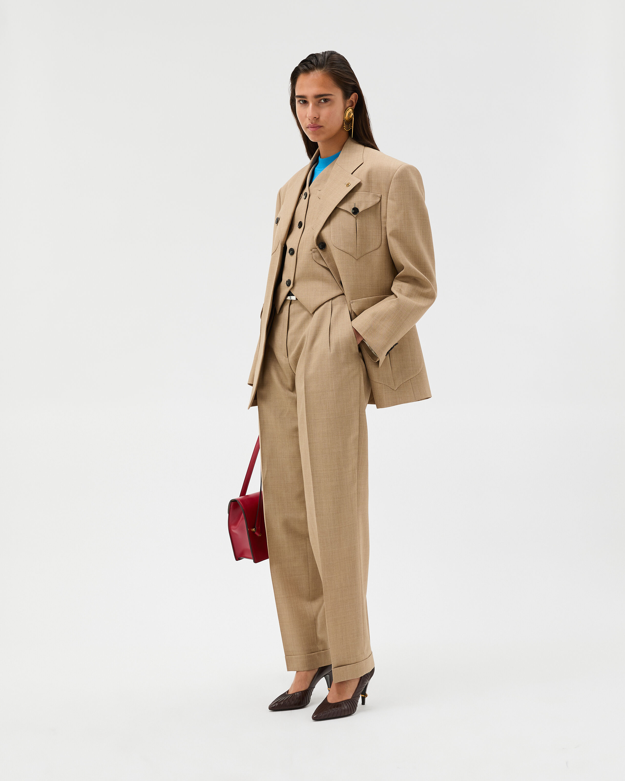 Wool Blazer Beige | VERSACE US