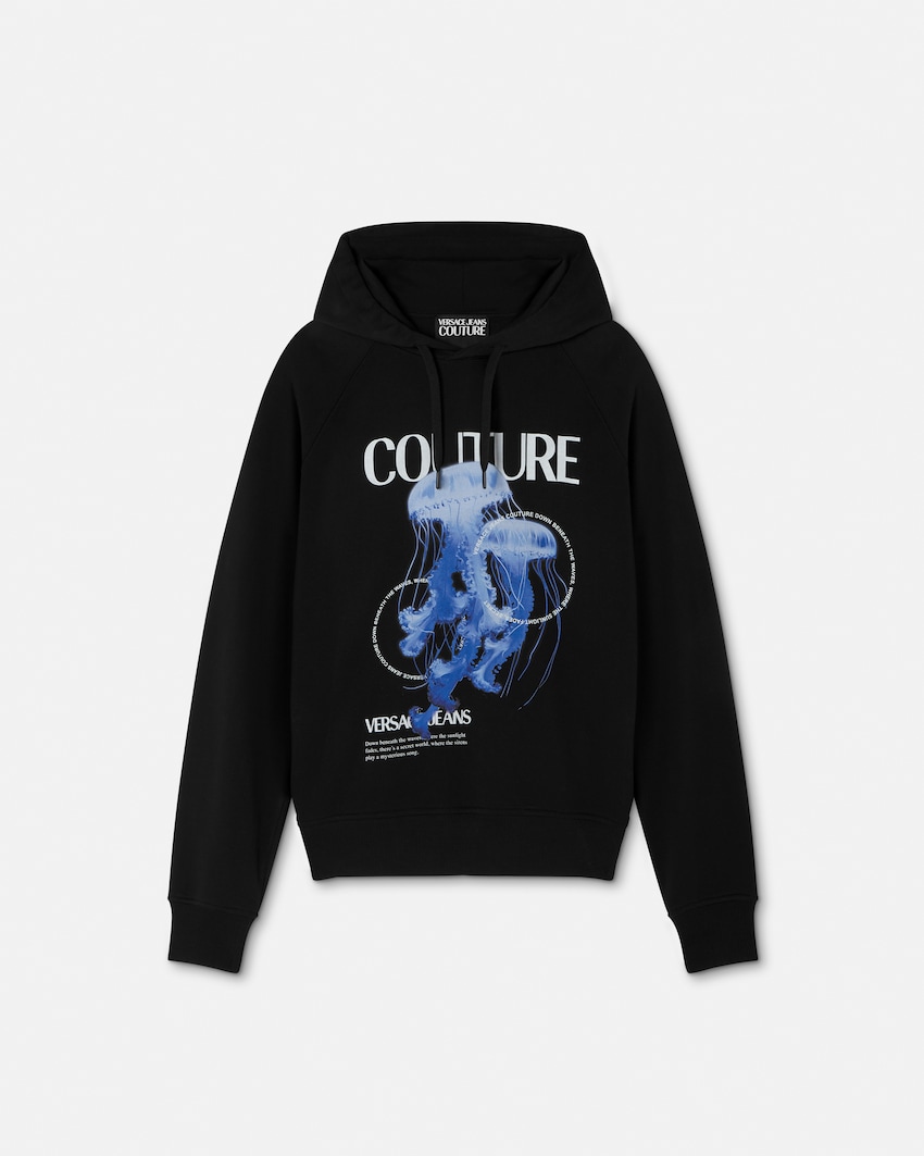 Printed Cotton-Jersey Hoodie Black+Print 1