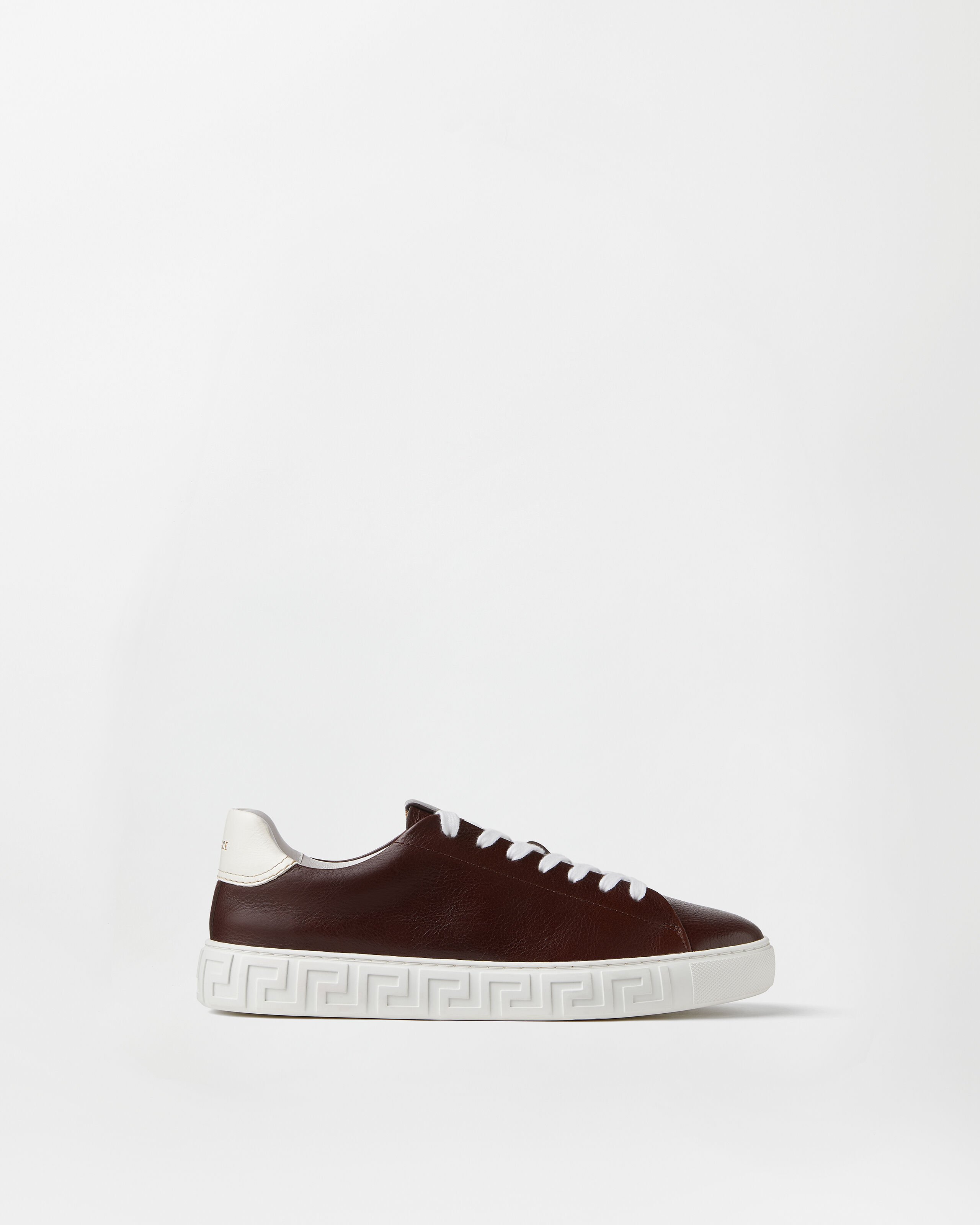 Greca Leather Sneakers Brown | VERSACE US