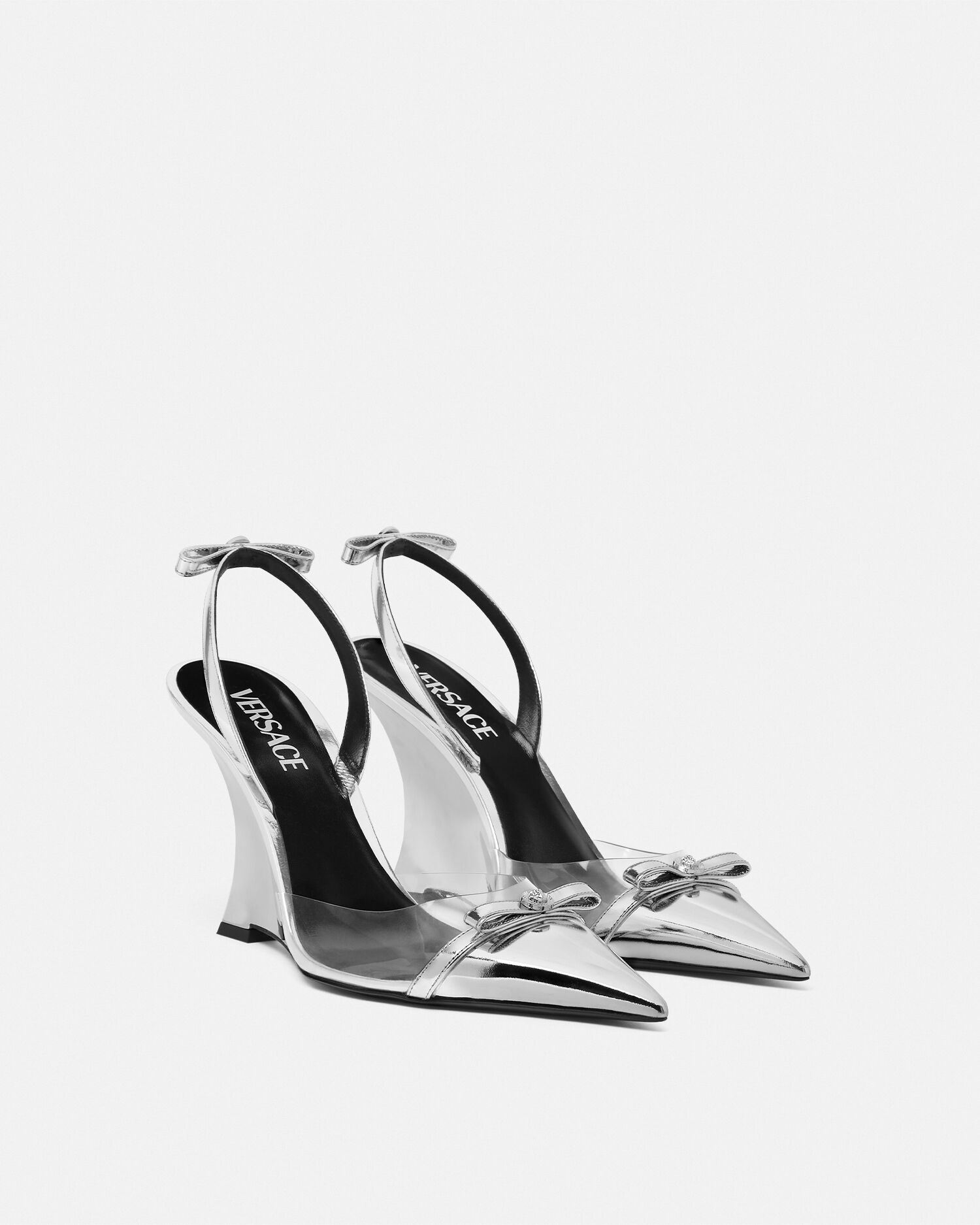 Silver versace heels clearance
