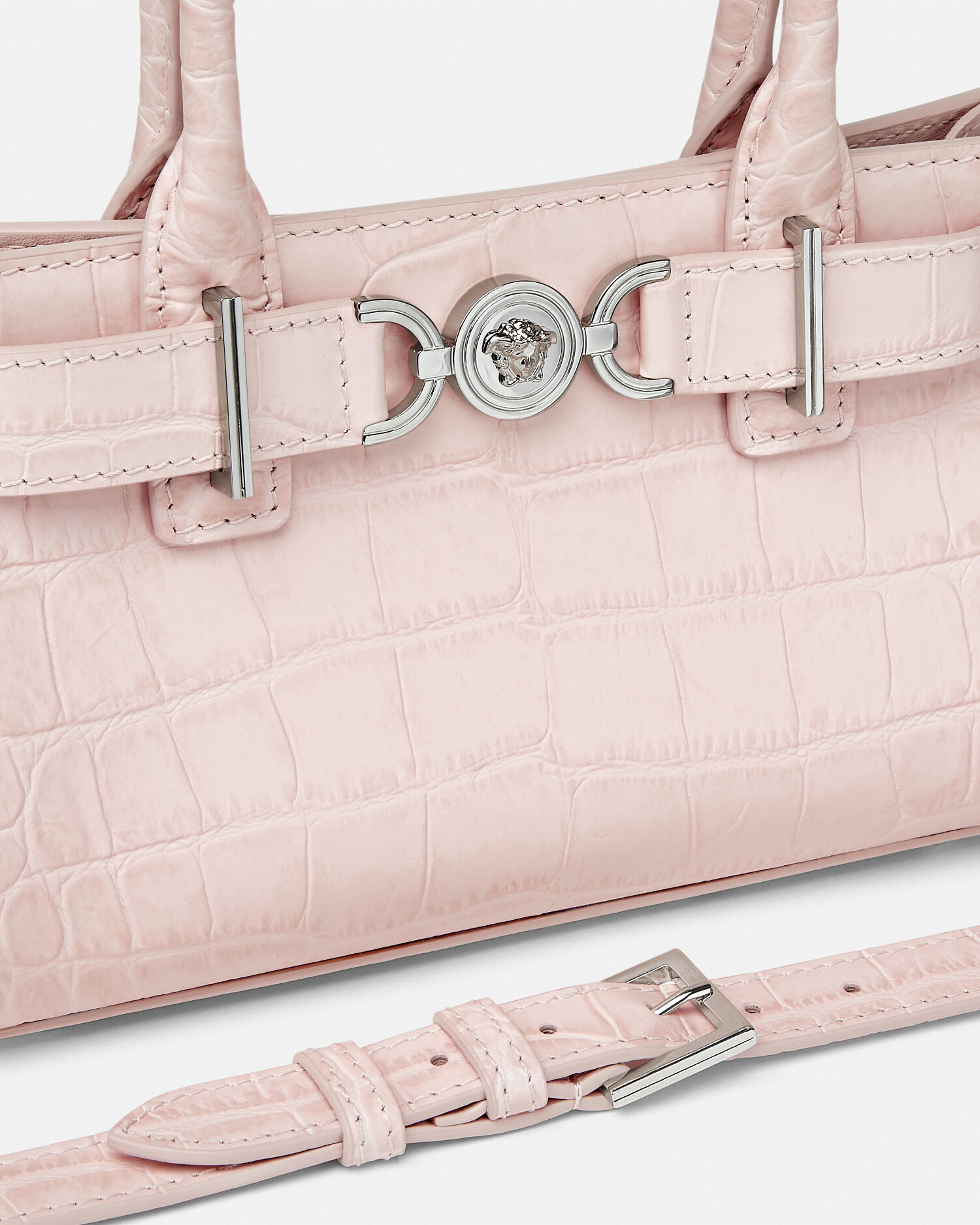 Croc-Effect Medusa '95 Small Tote Bag Pink | VERSACE US
