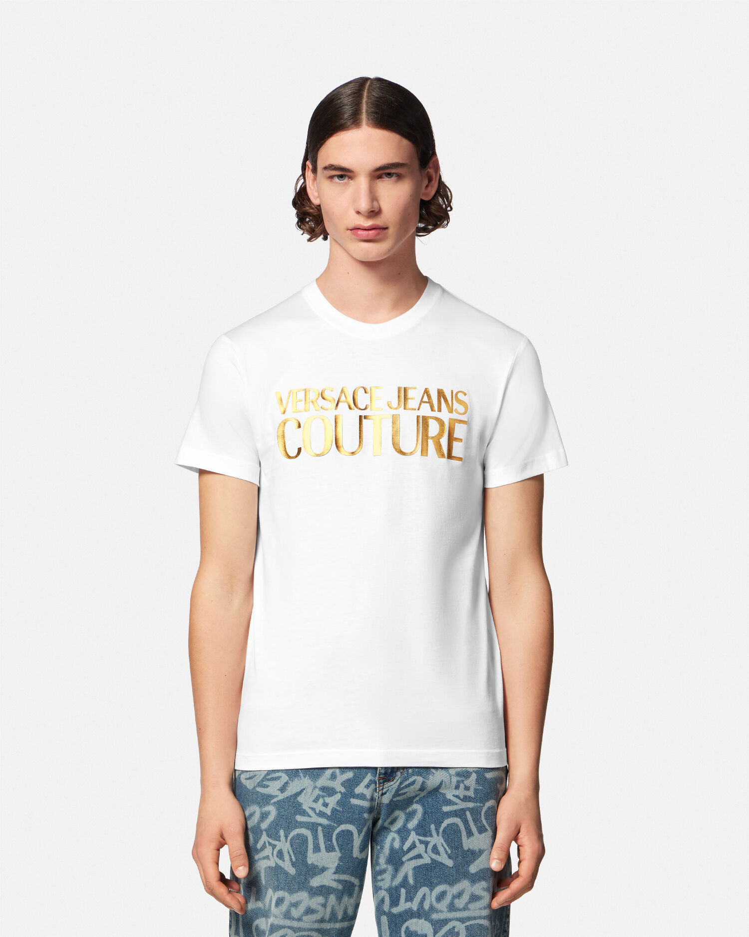 T shirt con logo Bianco Stampa VERSACE IT