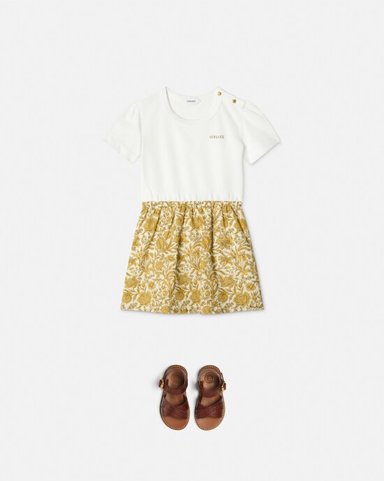 Robe en piqu&eacute; de coton et popeline avec logo Baby Blanc+Or 2