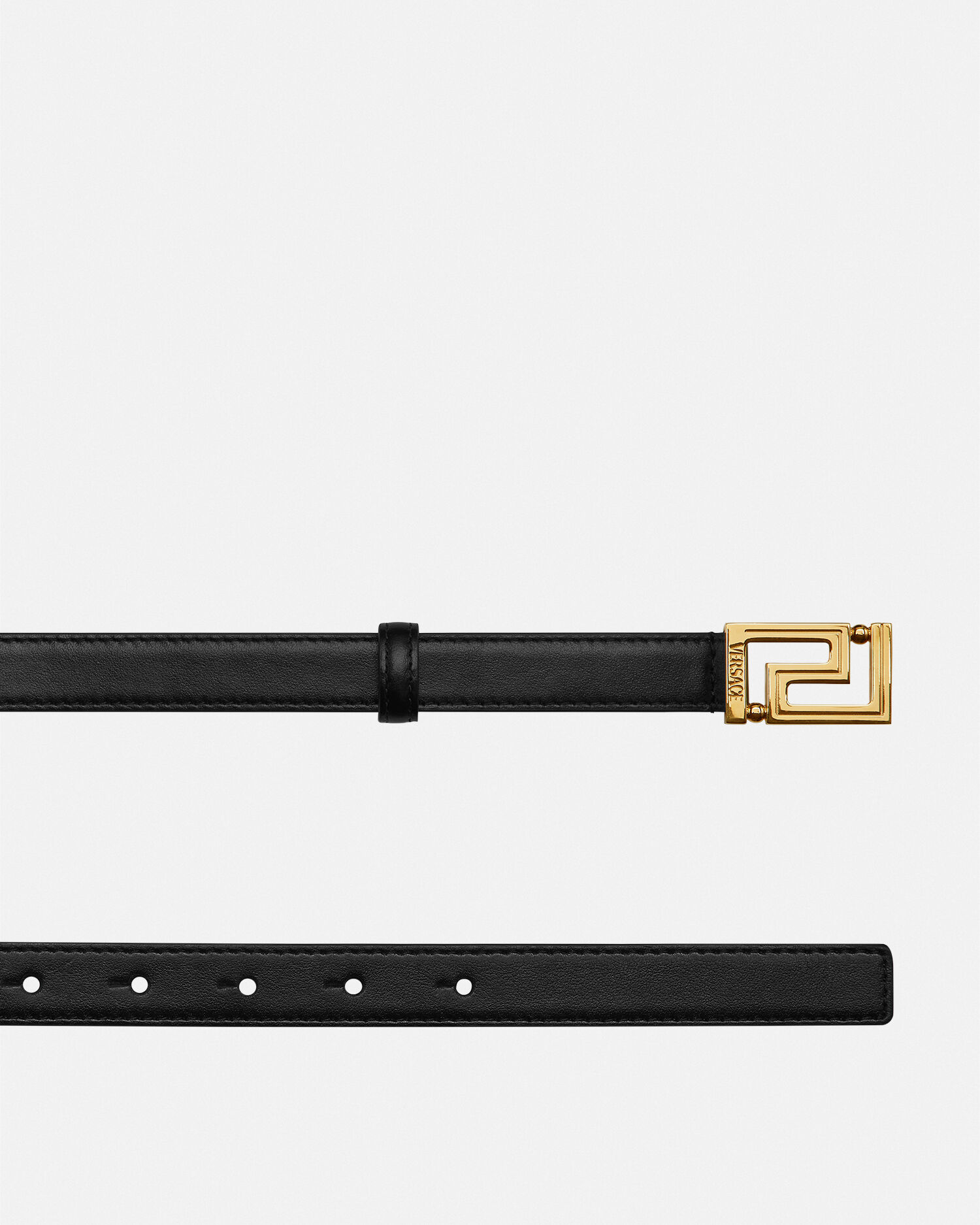Greca Goddess Leather Belt 2 cm Black,Gold | VERSACE US