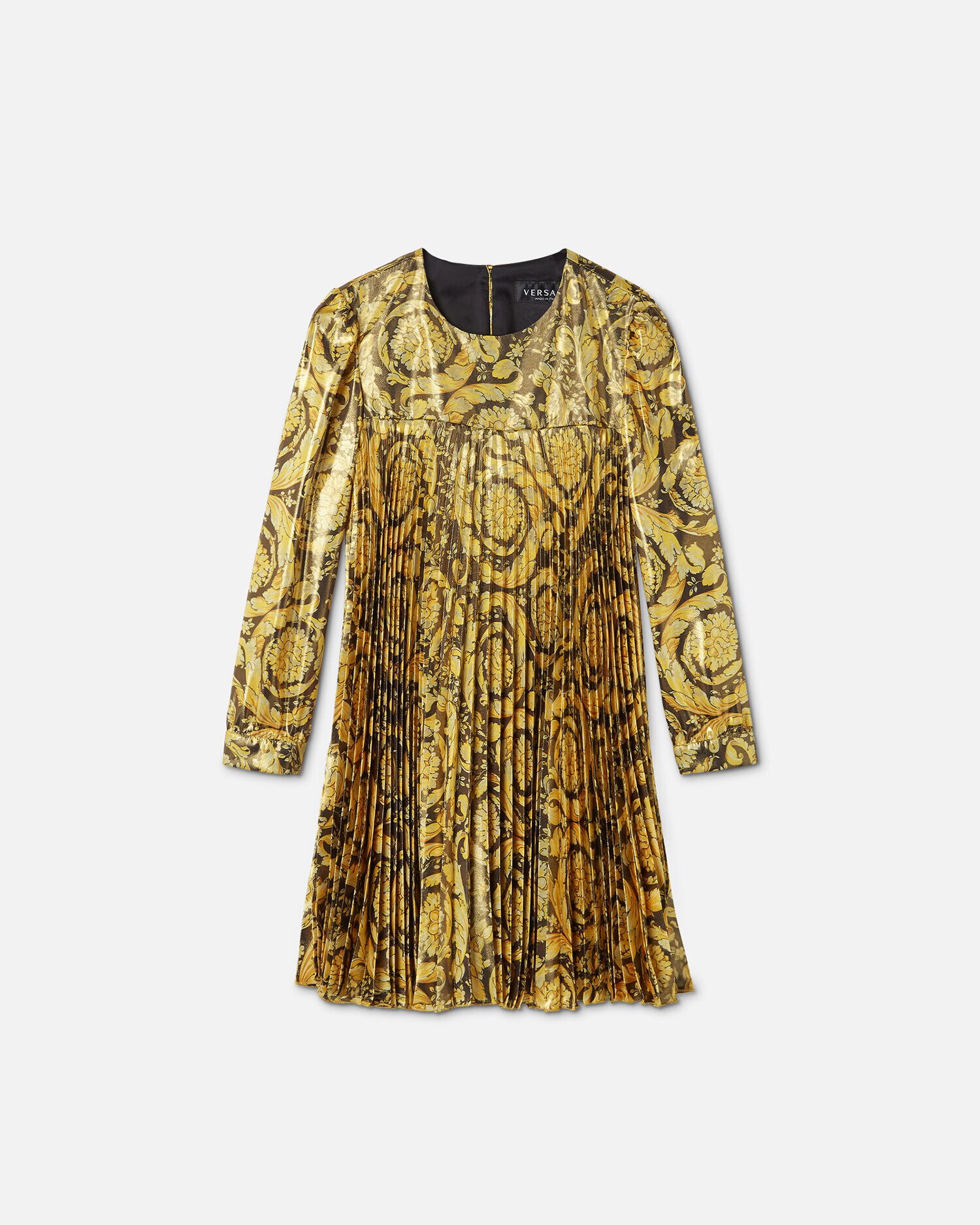 Versace Kids Abito plissettato in lam Barocco Kids per Bambina