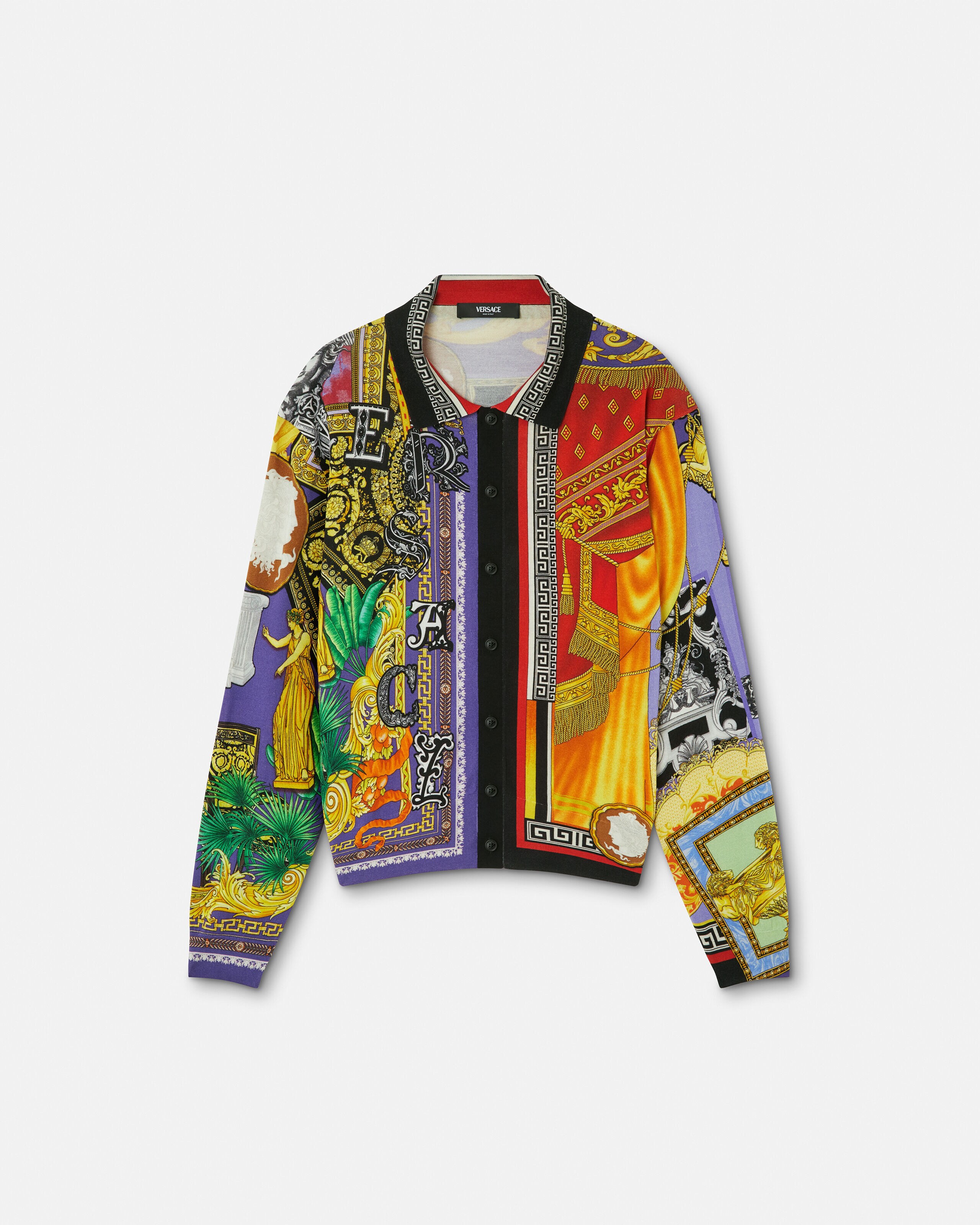 Printed Silk Knit Shirt Print | VERSACE ZA