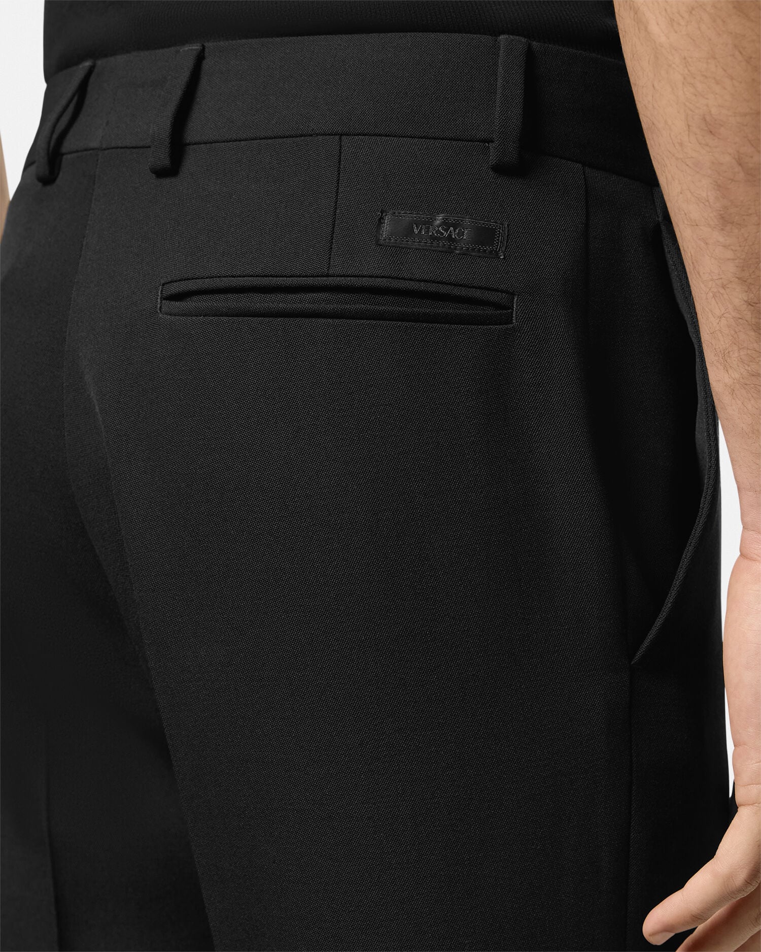 Wool Tapered Formal Pants Black | VERSACE US