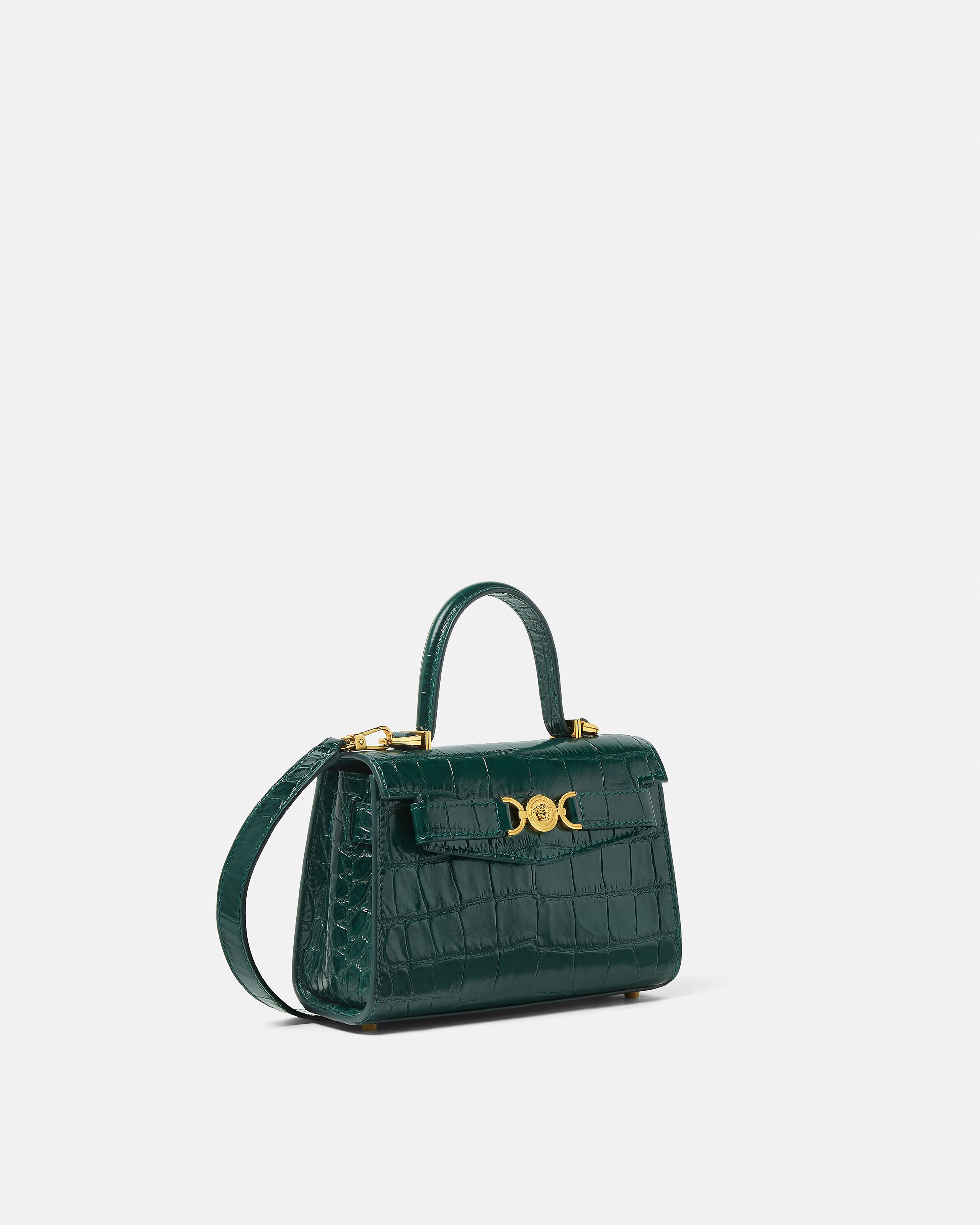 Medusa '95 Small Croc-Effect Top-Handle Green | VERSACE CA
