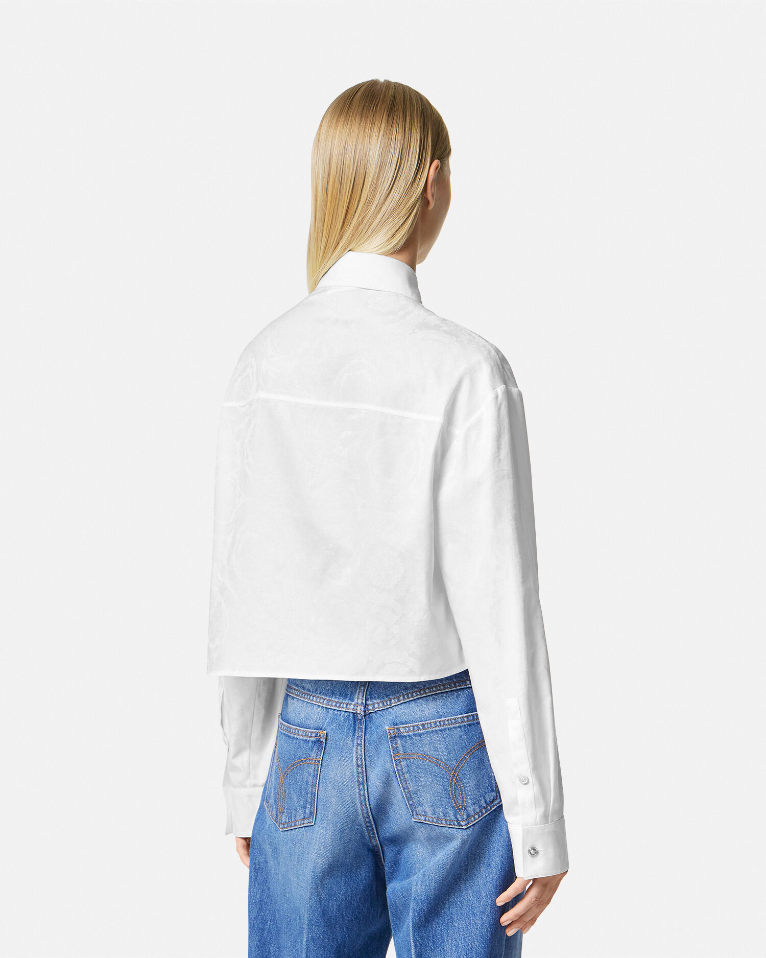 Barocco Jacquard Crop Shirt White VERSACE CA