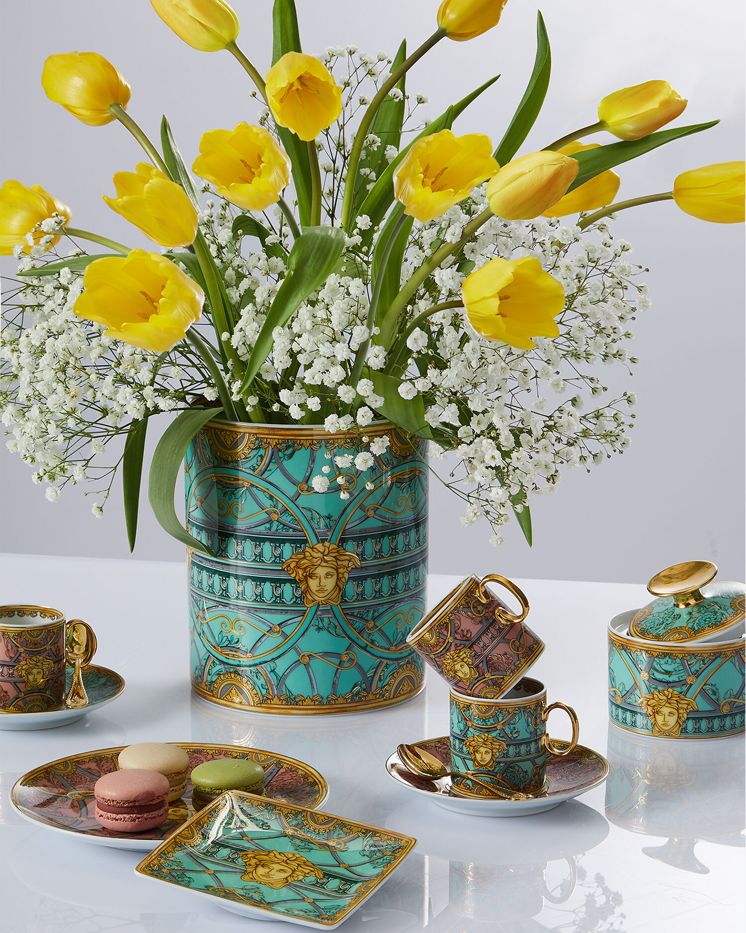 La Scala del Palazzo Verde Espresso Set Blue | VERSACE