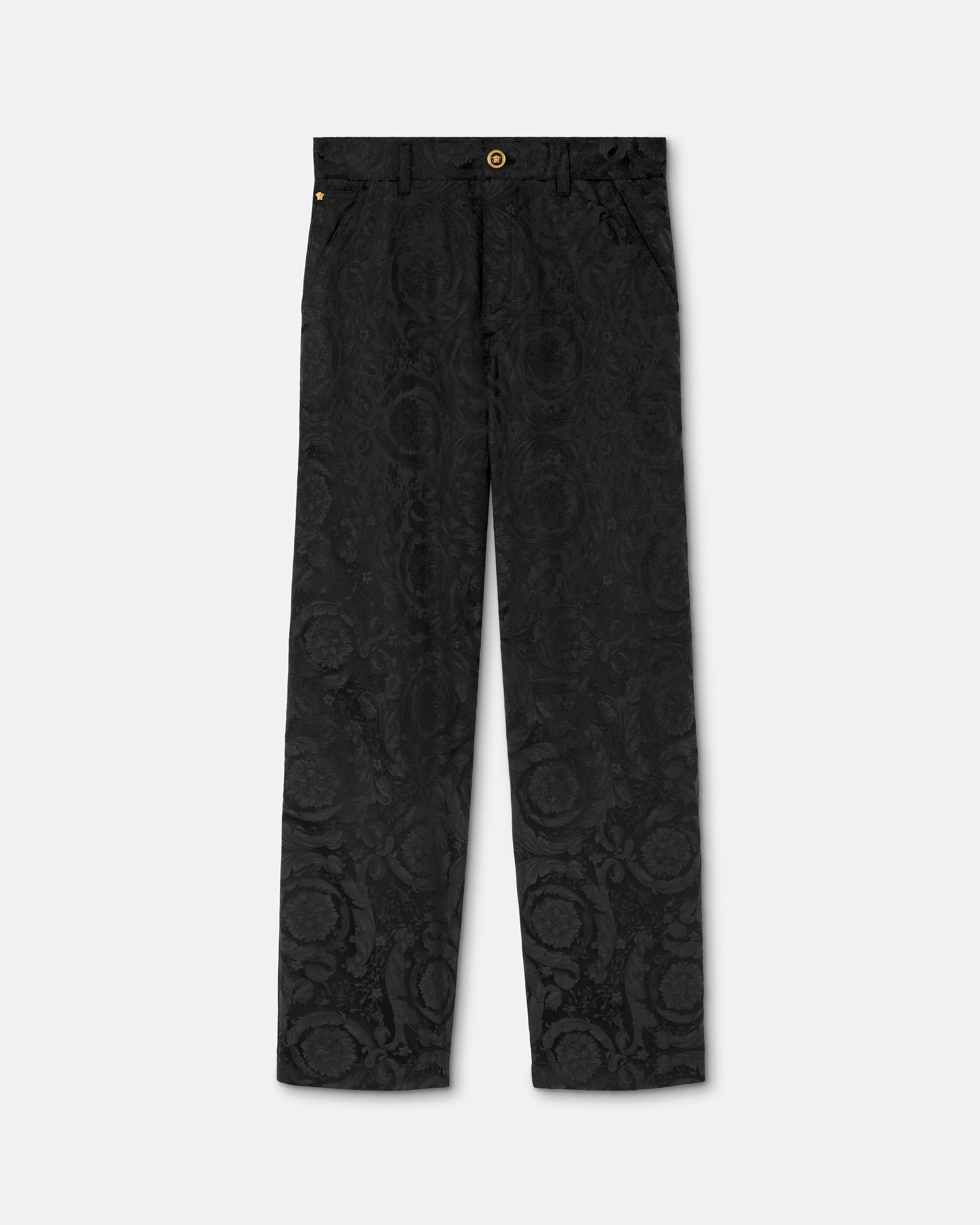 Jacquard Cotton Carpenter Pants Black | VERSACE US