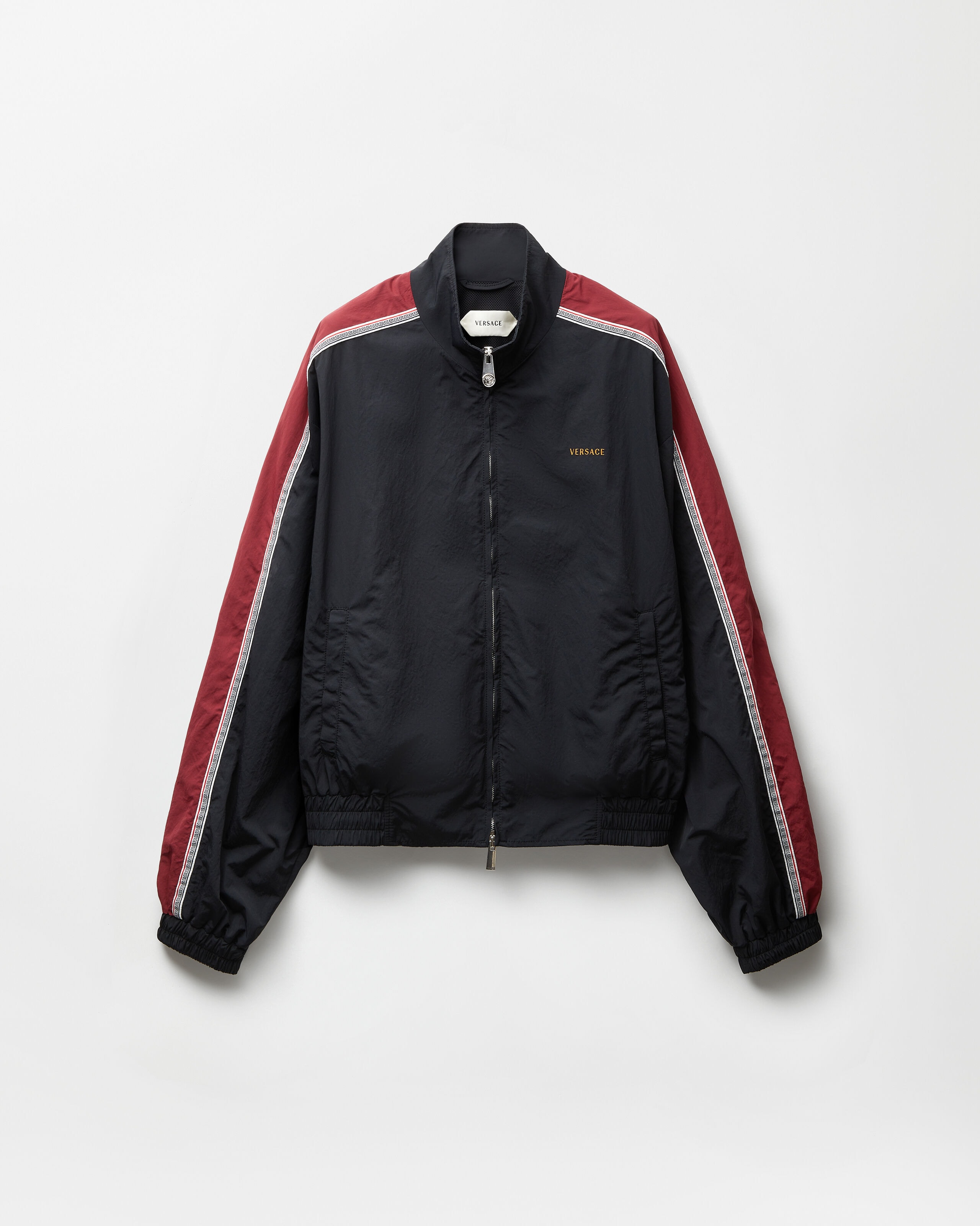 versace ナイロンジャケット Embroidered-Logo Nylon Blouson Black | VERSACE US