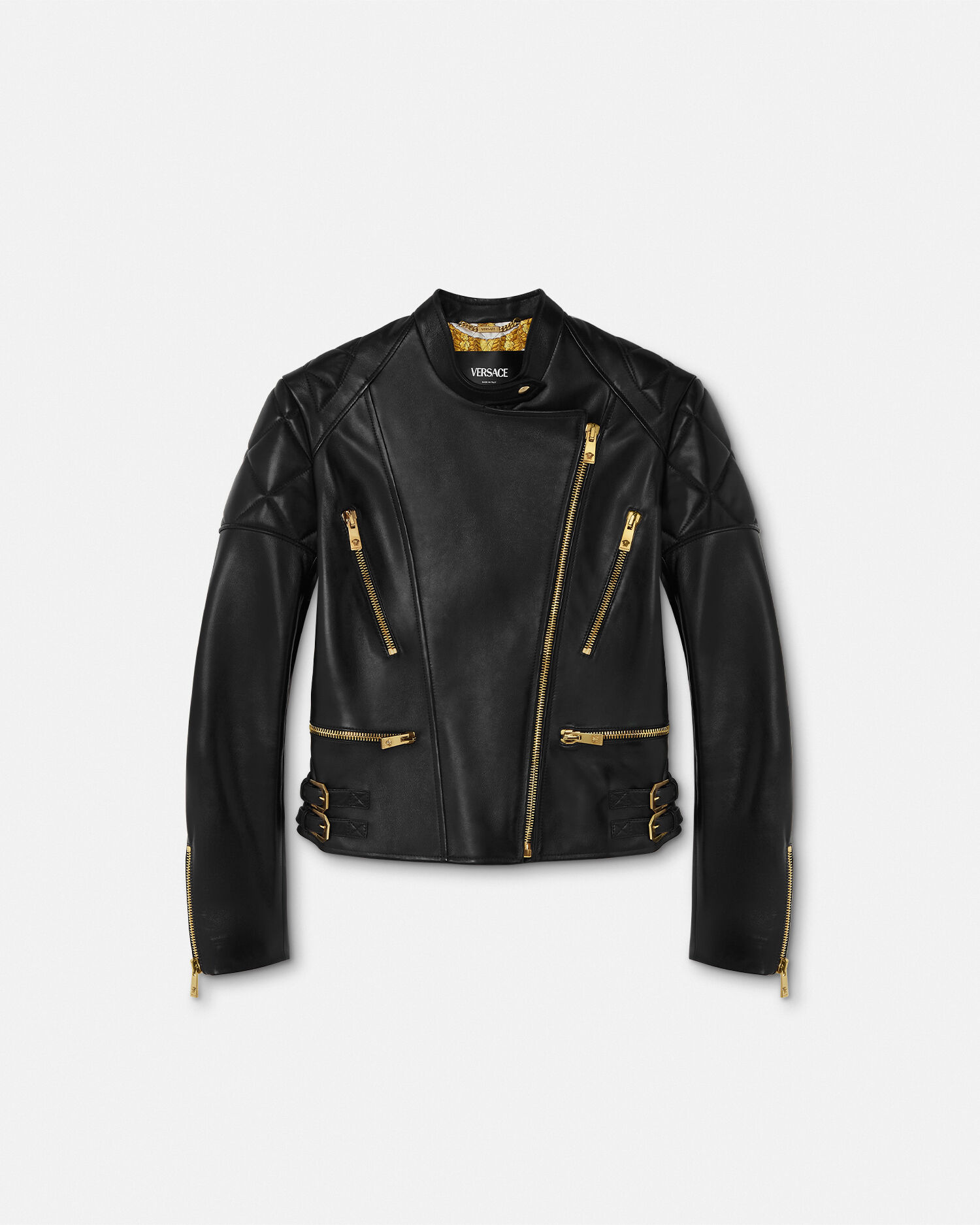 【238】VERSACE for H＆M ライダースジャケット レディース Versace for H&M Women's Studded Leather Biker Jacket Black