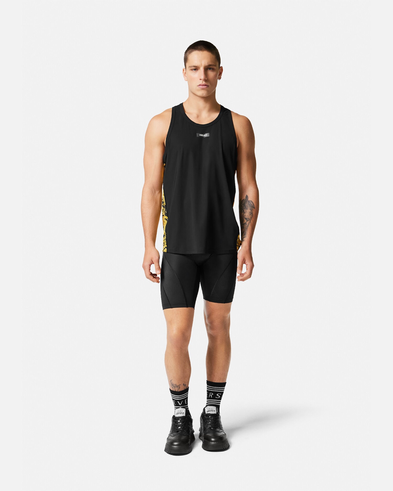 Barocco Gym Tank Top Black | VERSACE US
