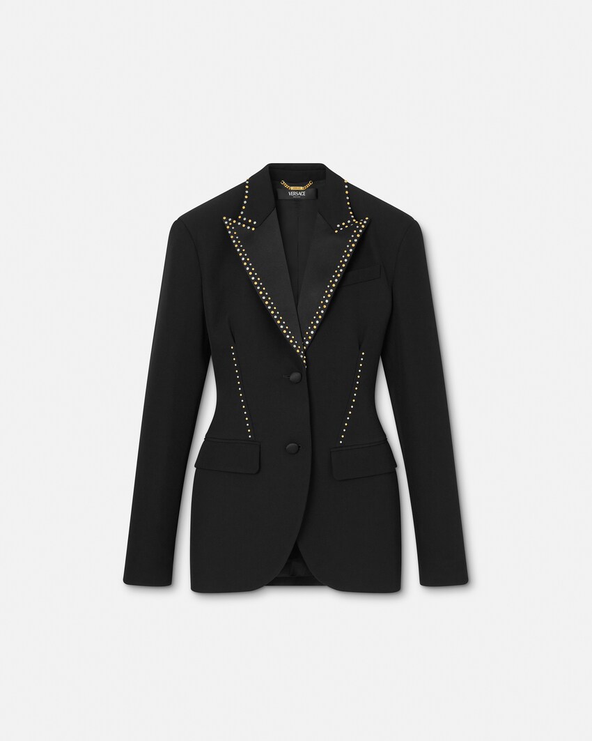 Embellished Wool Blazer Black 1