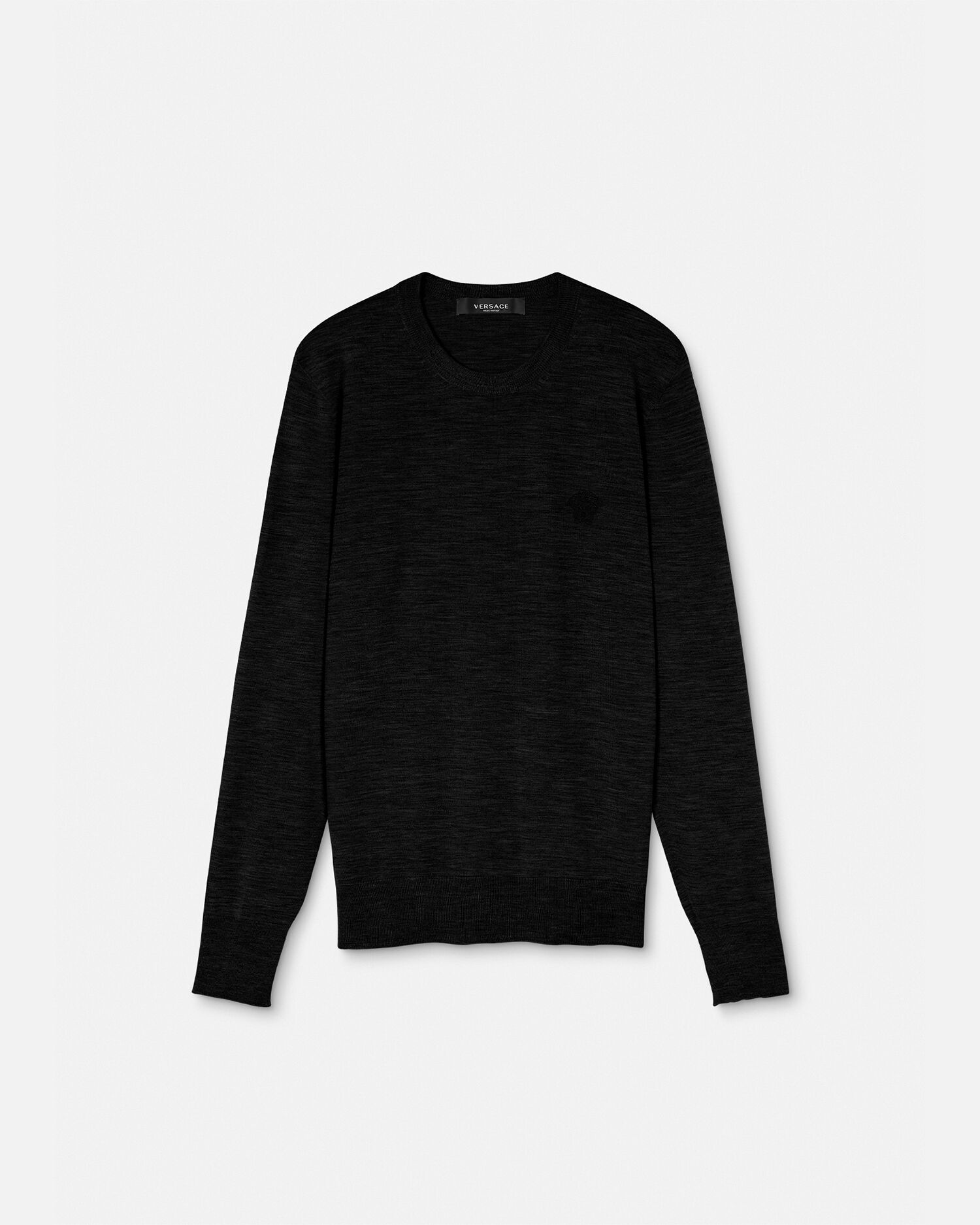 Embroidered Wool Blend Sweater Black Versace US