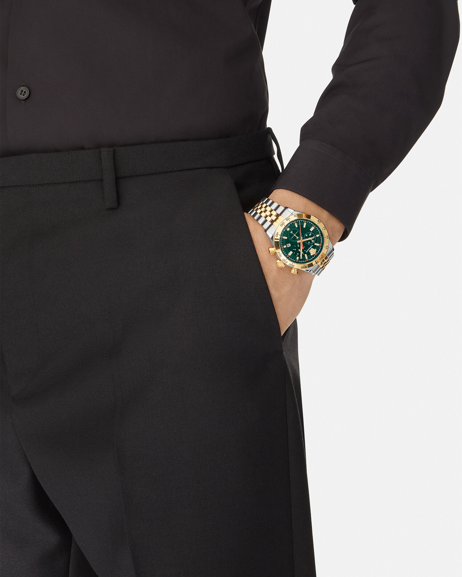 ヴェルサーチ　Hellenyium Hellenyium Chrono Watch Silver,Green | VERSACE US