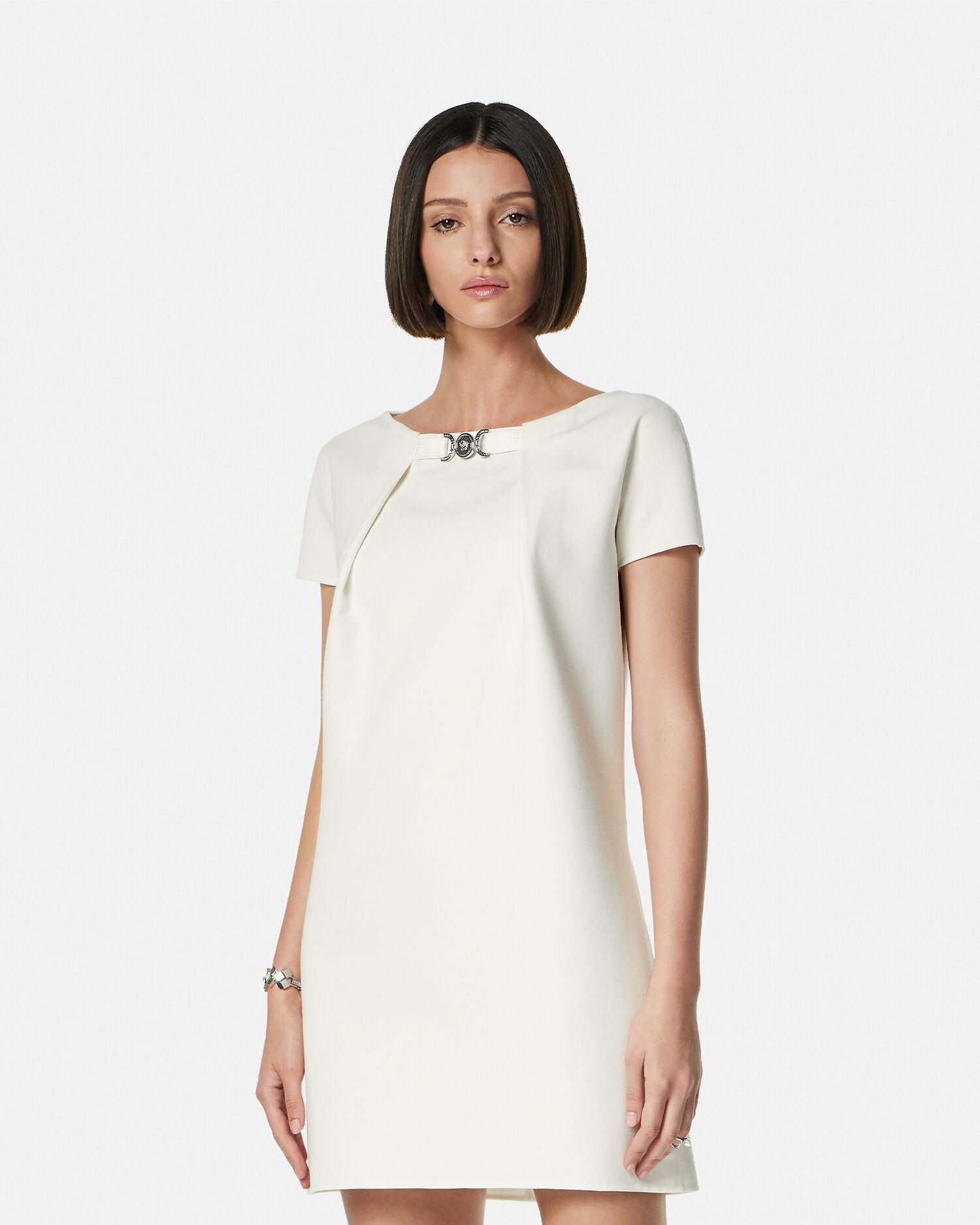Versace Mini robe plis creux en laine m lang e VERSACE
