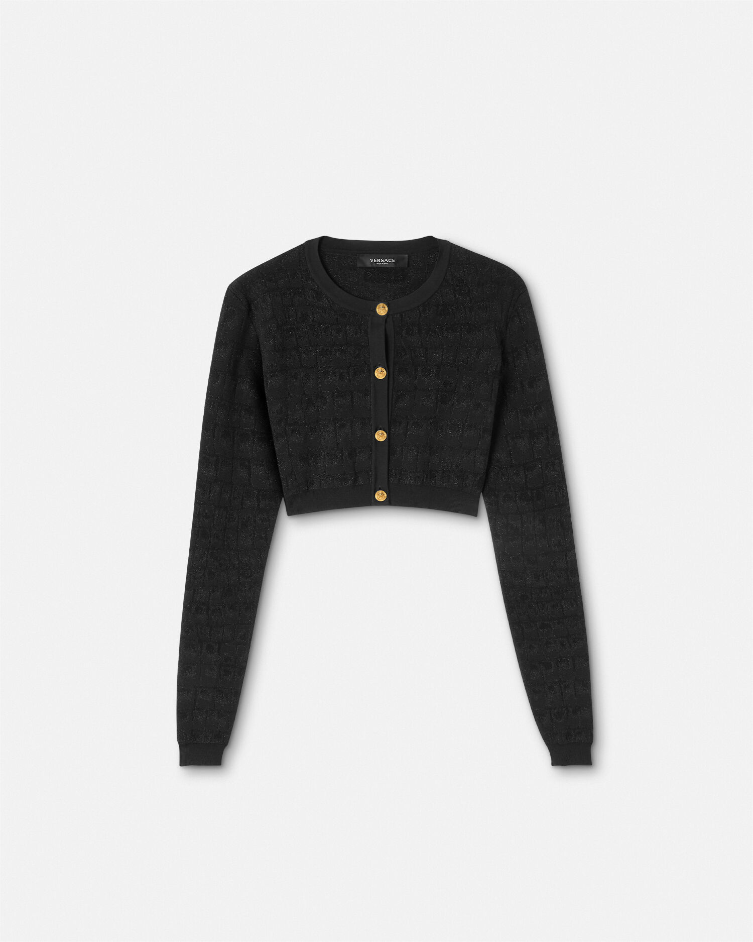 Versace Croc Jacquard Knit Crop Cardigan VERSACE