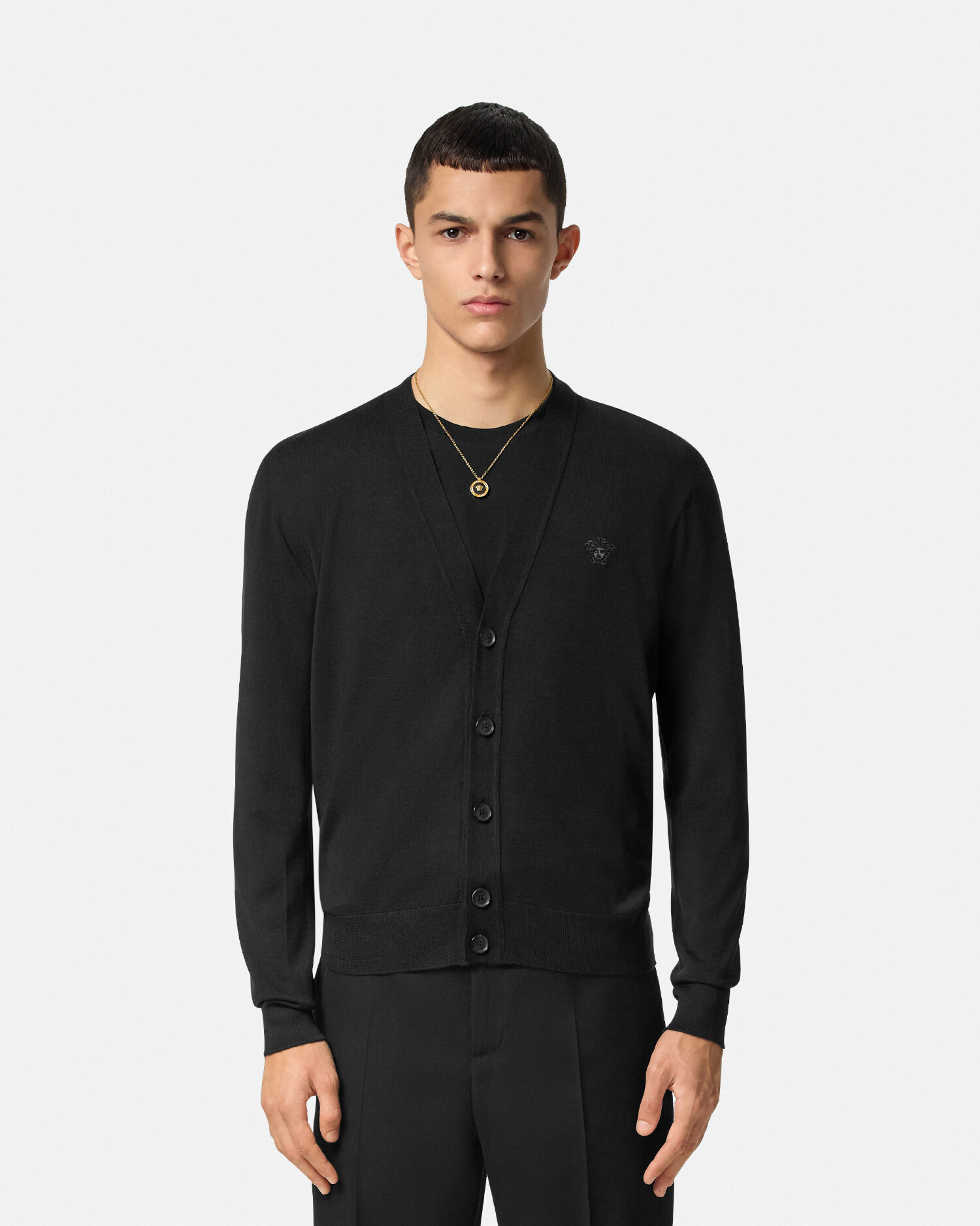 Embroidered Wool Blend Cardigan