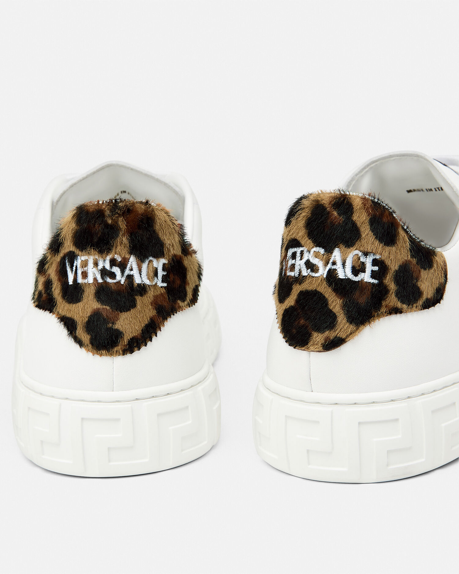 Leopard Embroidered Greca Sneakers White VERSACE