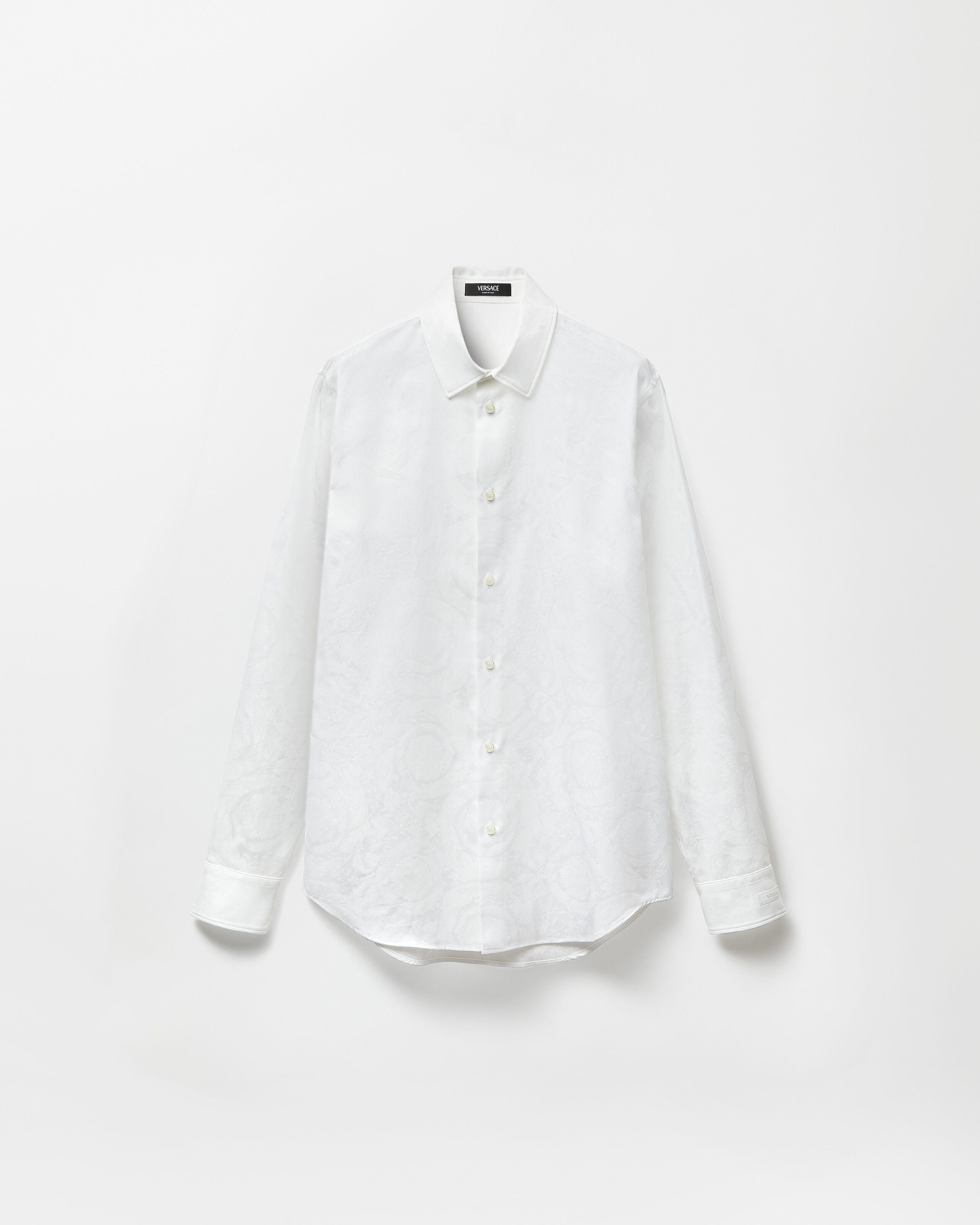 Jacquard Cotton-Poplin Shirt White | VERSACE US
