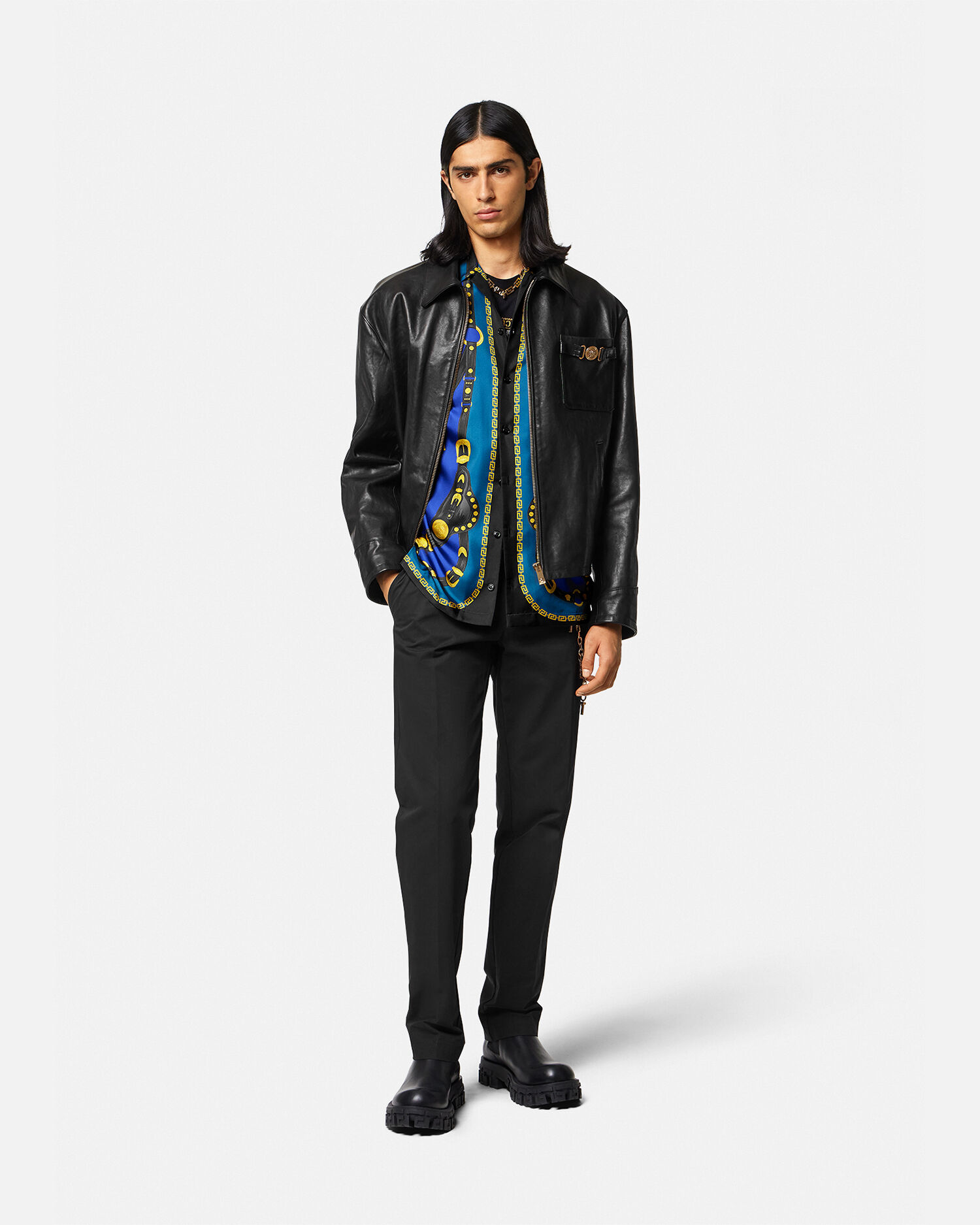 Versace sales leather shirt