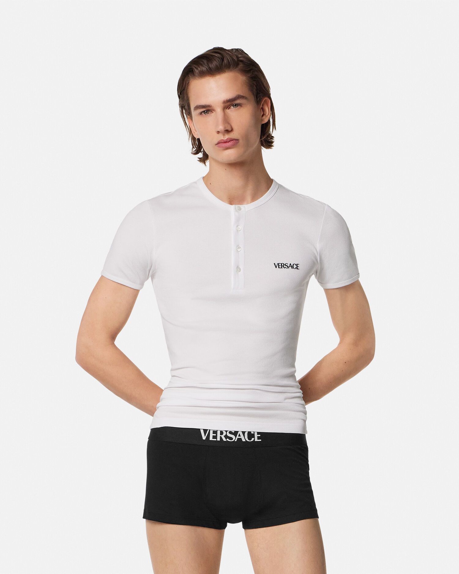Cotton-Jersey Trunks Black | VERSACE US