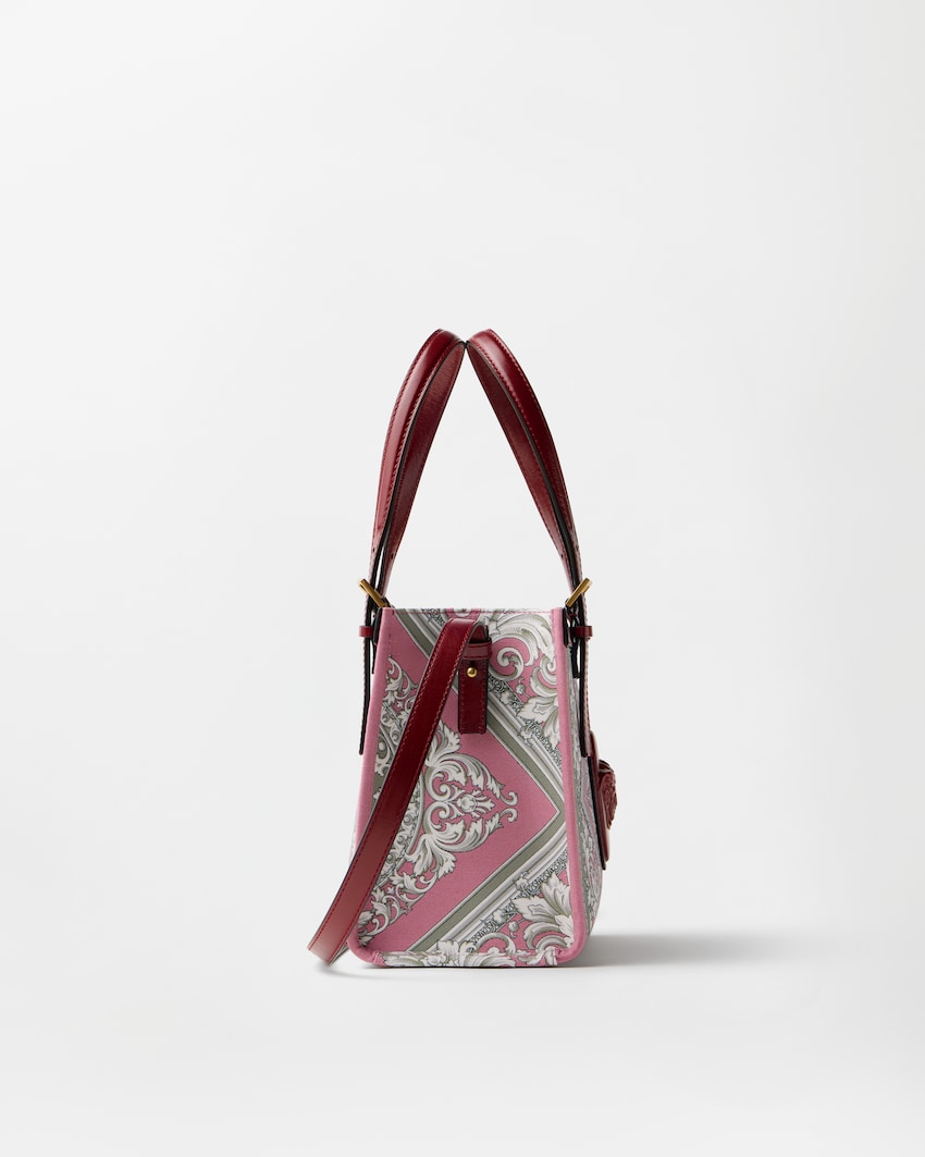 Rivi&egrave;re Printed Mini Canvas Tote Gray+Pink 2