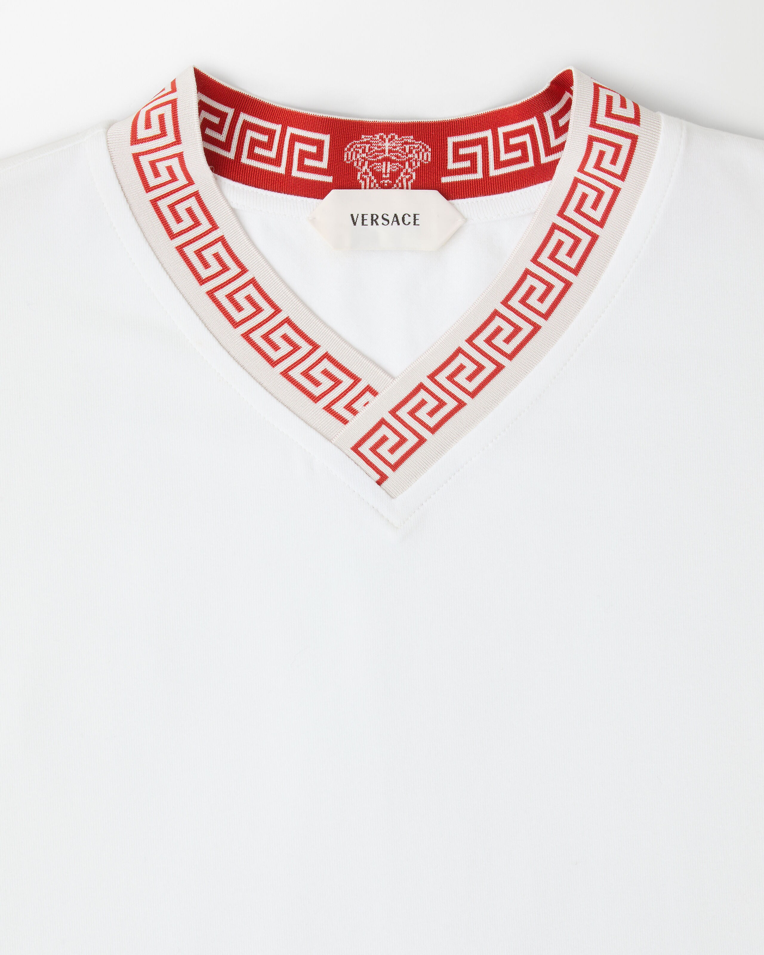 Jacquard Stretch Cotton-Jersey Slim T-Shirt White | VERSACE US