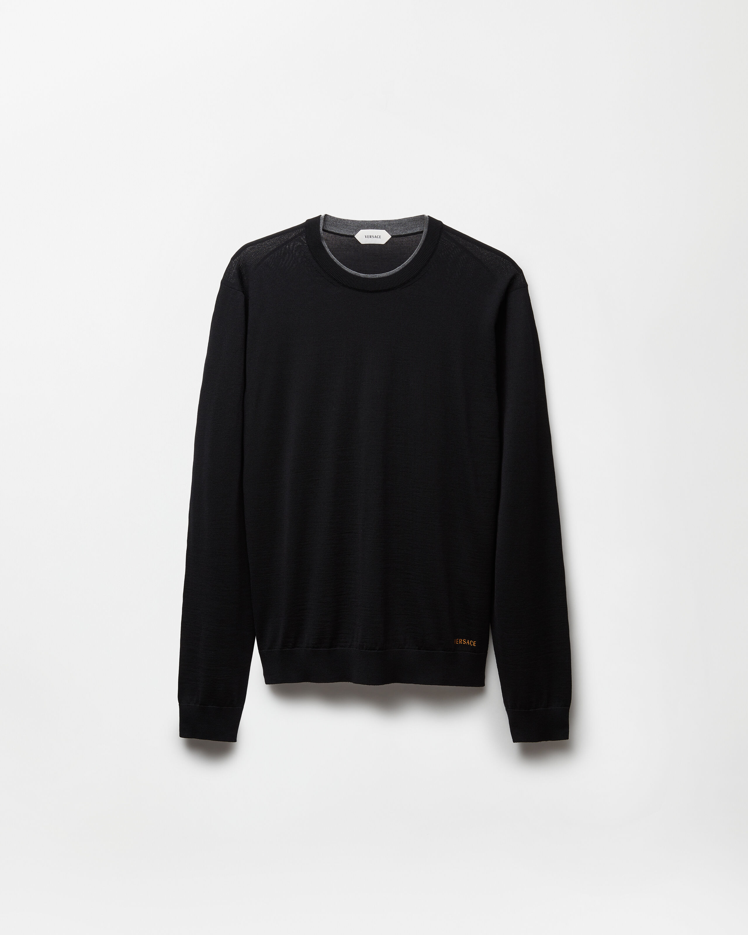 Embroidered Wool Knit Crewneck Sweater | VERSACE